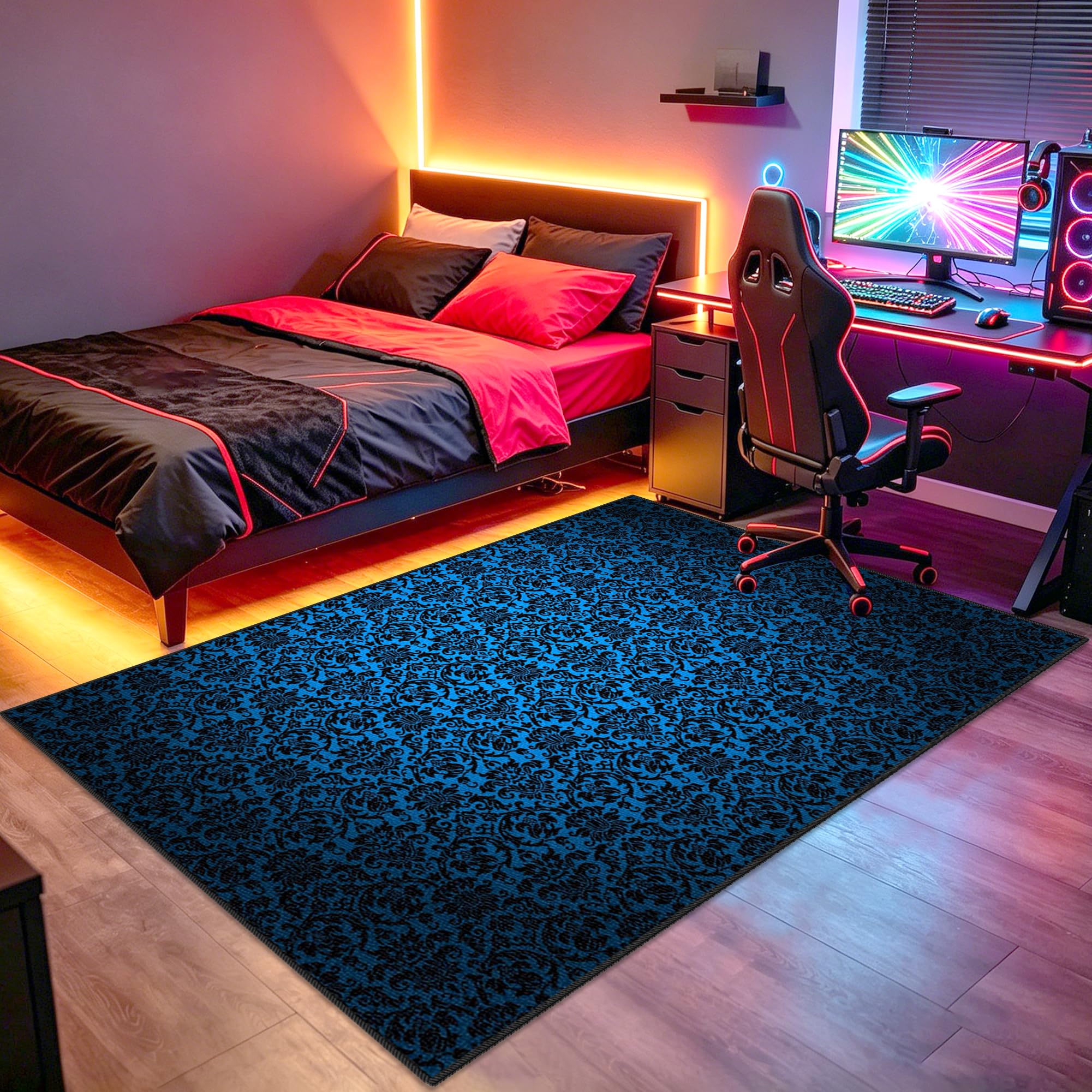 Dywan do sypialni Gaming Mata do gier na krzesło komputerowe 110 x 160 cm Antypoślizgowy dywan krzesło do gier na salę zabaw Dywan do salonu dla graczy Chłopiec
