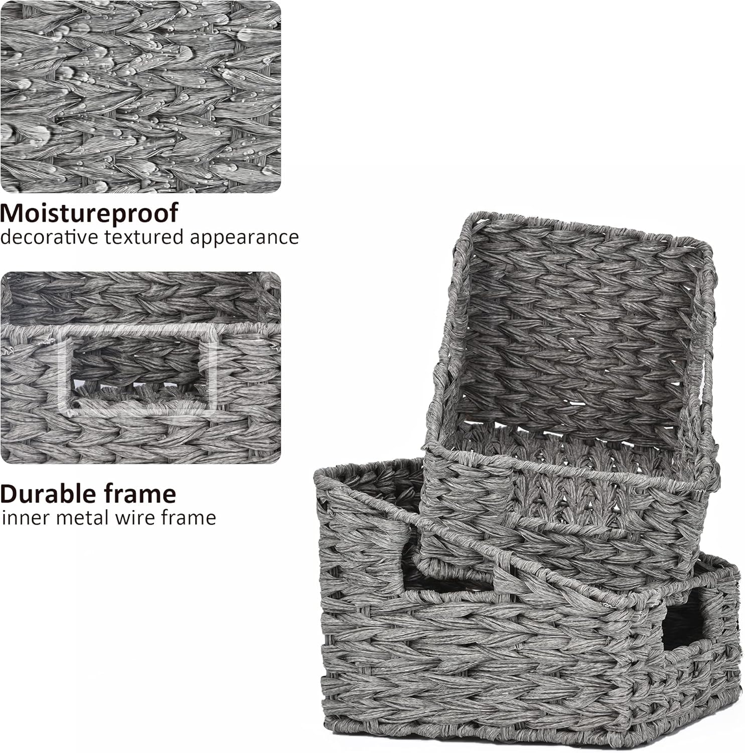 GRANNY SAYS Bundle of 1-Pack Wicker Toilet Paper Roll Holder & 2-Pack Wicker Shelf Baskets