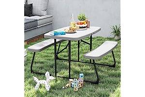 DWVO 37" Folding Kids Picnic Table with Benches