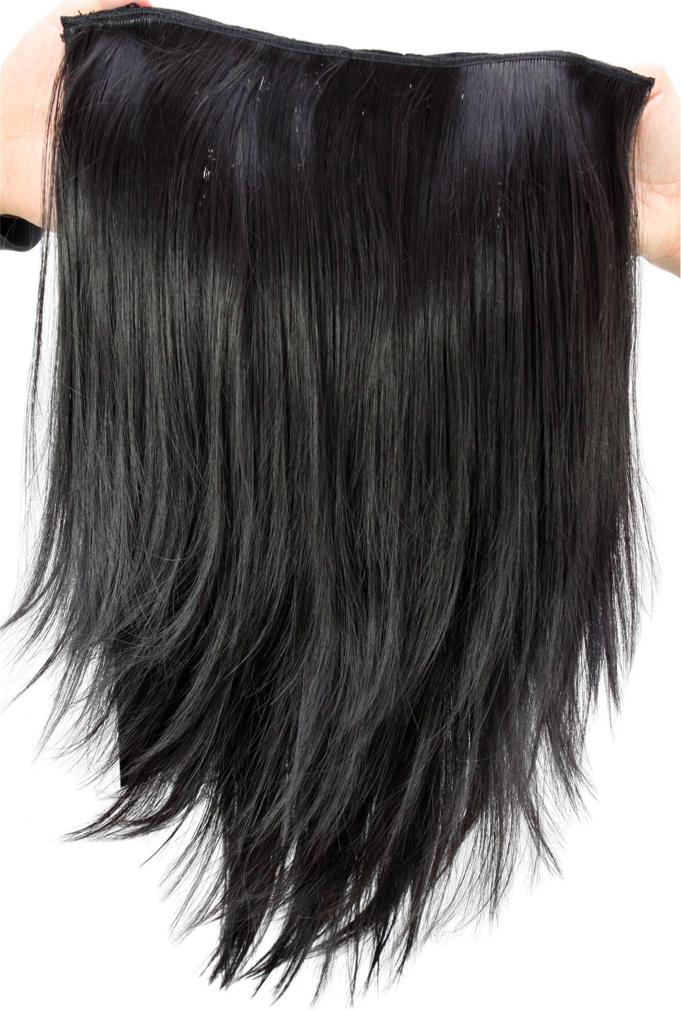 WIG ME UP Hairpiece Halfwig (half wig) 7 Microclip Clip-In Extension straight long black H9514-2
