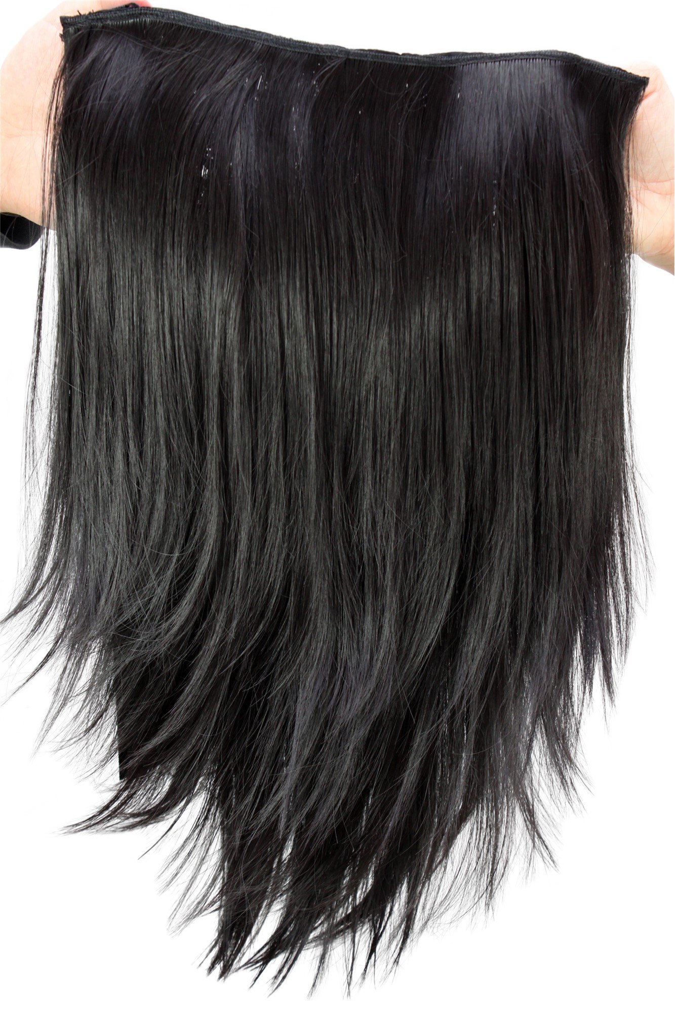 WIG ME UP Hairpiece Halfwig (half wig) 7 Microclip Clip-In Extension straight long black H9514-2