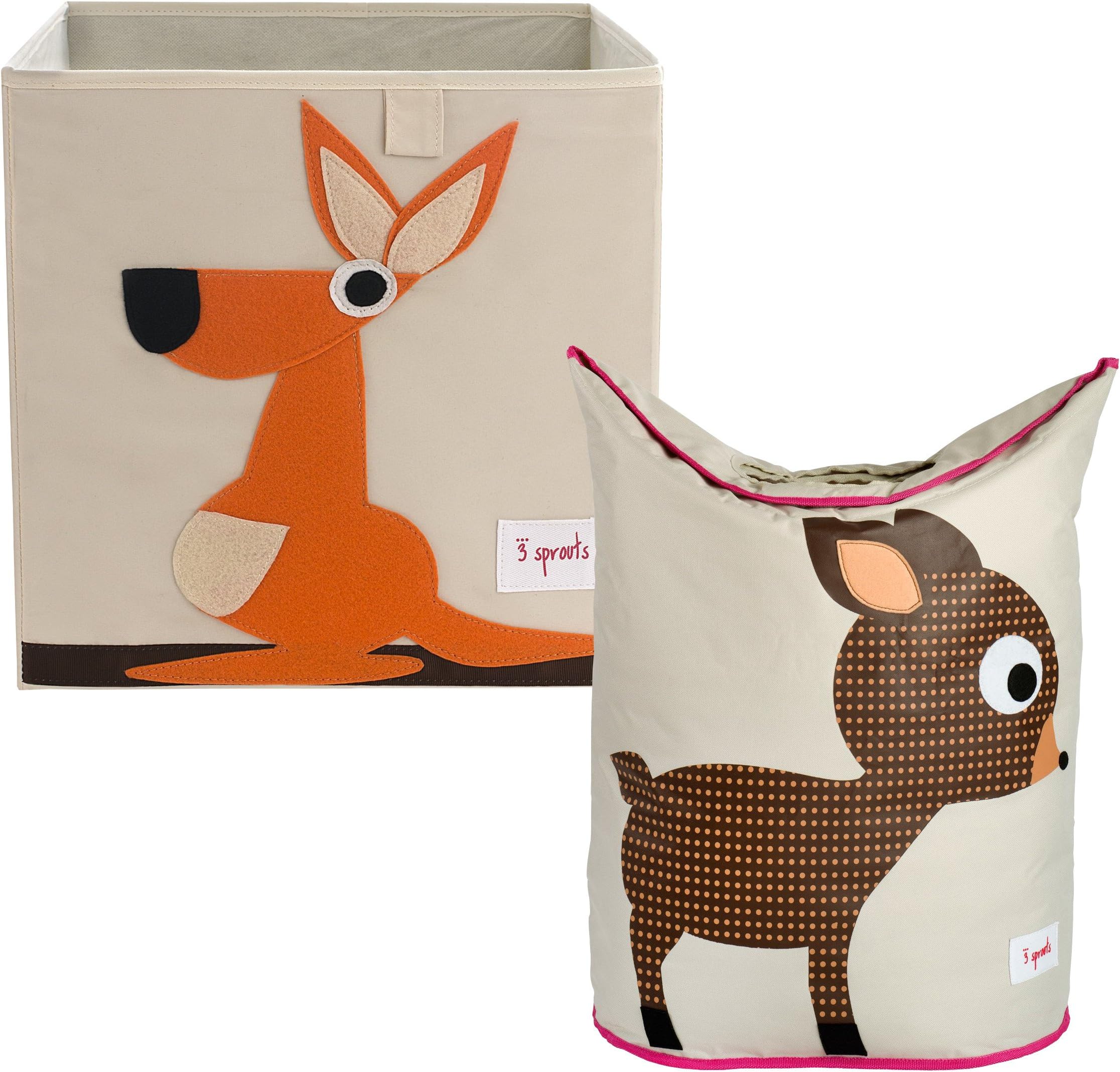 3 Sprouts Storage Box and Laundry Hamper, Kangaroo/Deer