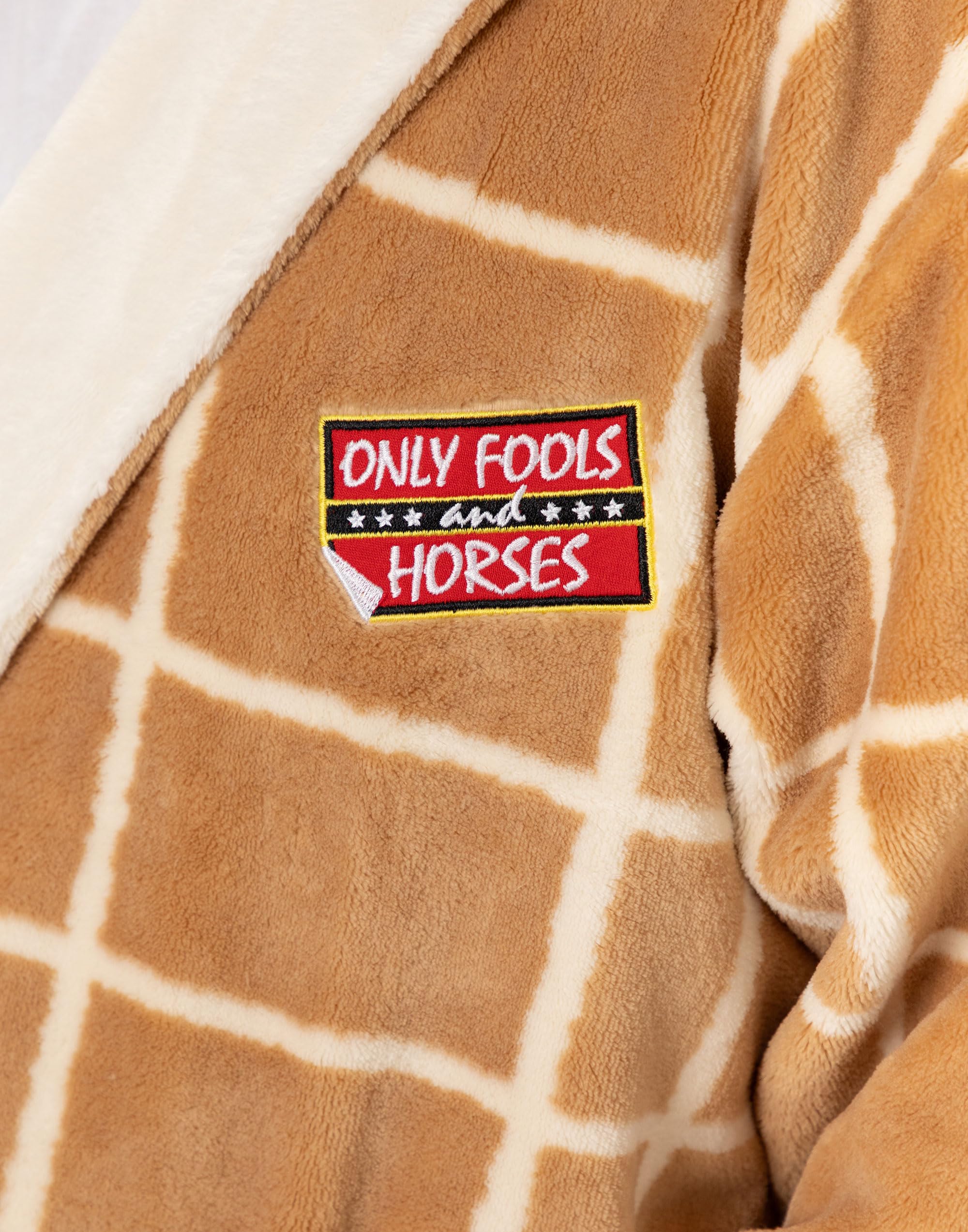 Only Fools And Horses Albornoz con capucha marrón y crema para hombre| Prenda de estar por casa de forro polar suave y cómoda para el baño y el descanso | Diseño clásico a cuadros