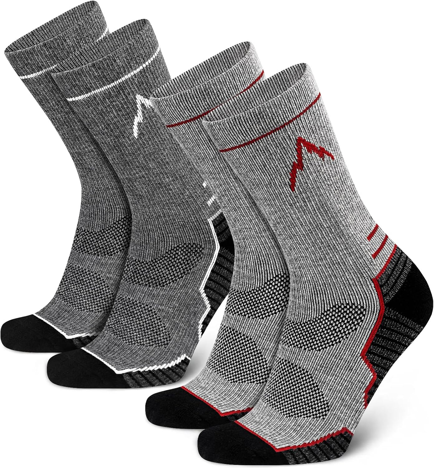 SIXDAYSOX Mens Merino Wool Hiking Socks, Moisture Wicking Cushioned Hiking Socks for Outdoor Trekking Cycling, 2 Pairs
