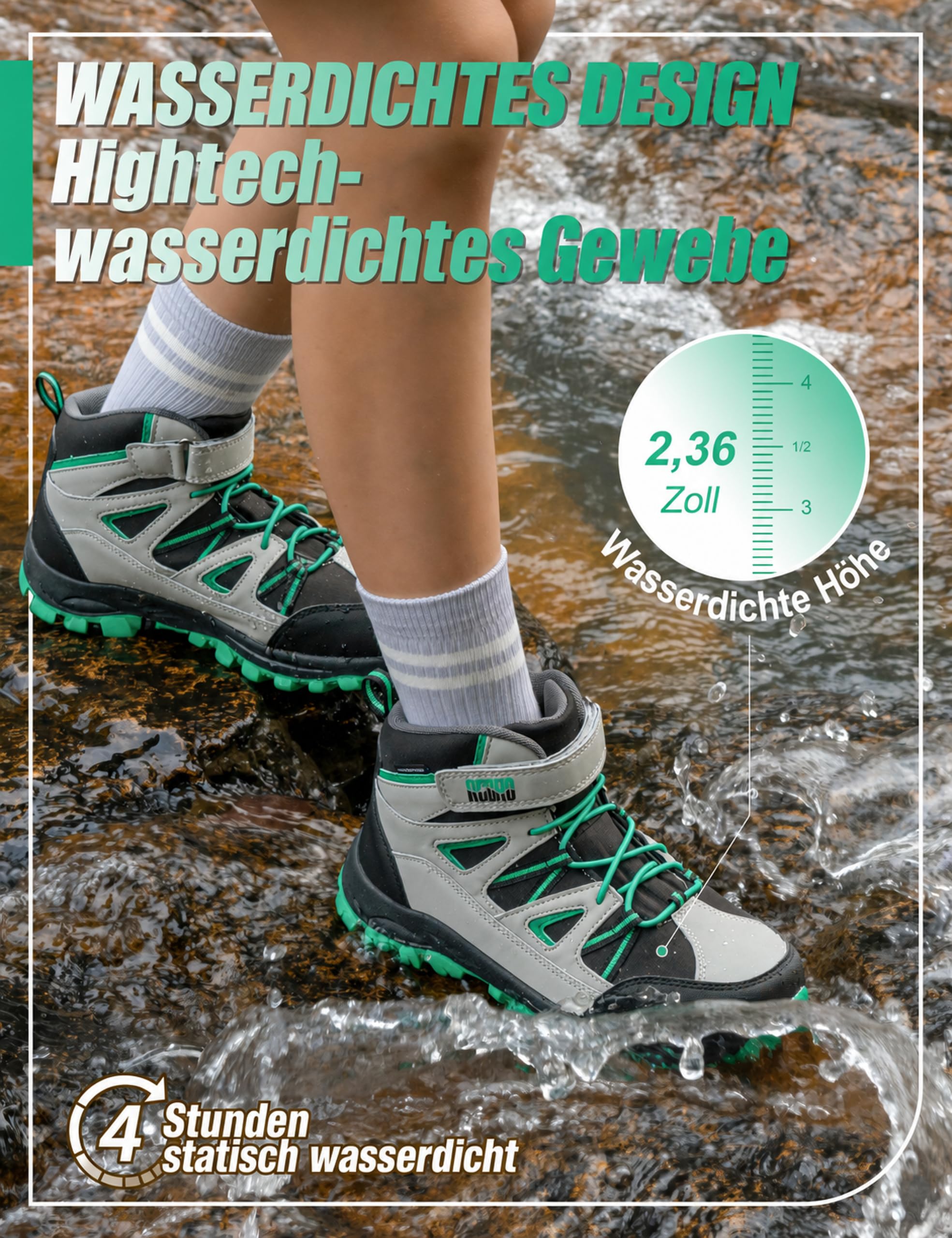 R CORD Scarpe da trekking per bambini, impermeabili, per attività all'aria aperta