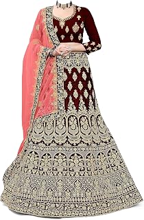 Mahi Enterprise Womens Buy Beautiful Latest Collection Of Designer Embroidered Velvet Bridal Semi-Stitched Lehenga Choli W... Price In India