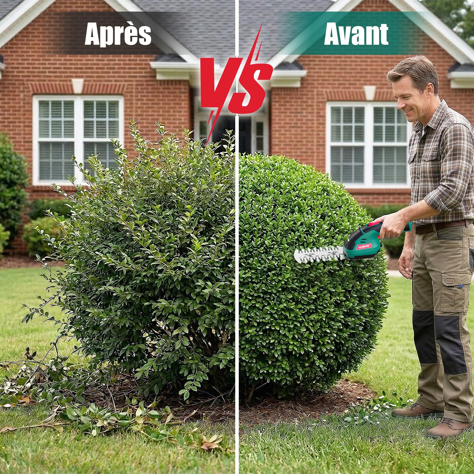 Taille Haie sans Fil, Taille Haie 2 en 1, Batterie Intégrée 7,2 V 2 Ah, 2 Lames, Taille Haie électrique avec clé de Sécurité, Convient pour Le Désherbage et l'élagage des Arbres
