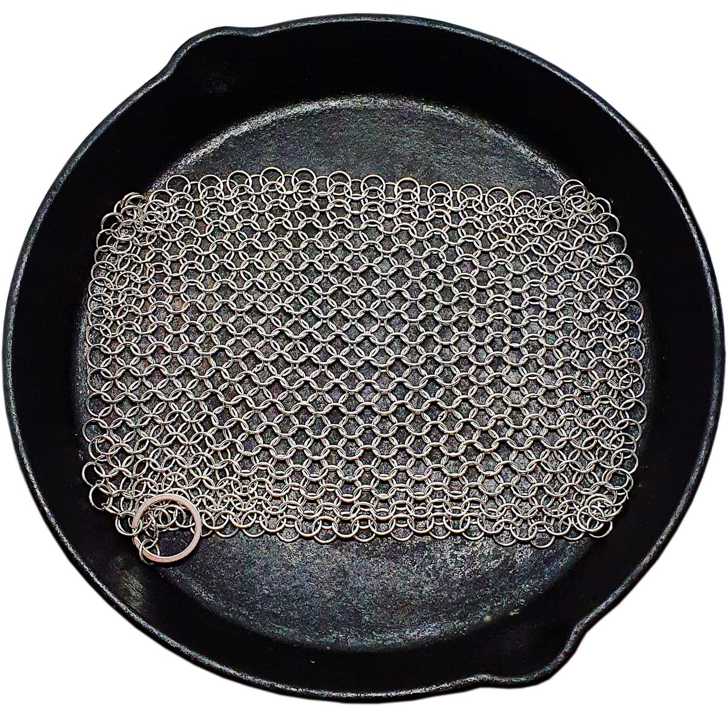 Paglietta Abrasiva in Acciaio Inossidabile per la Pulizia di Pentole e Padelle in Ghisa (M (18x18cm))