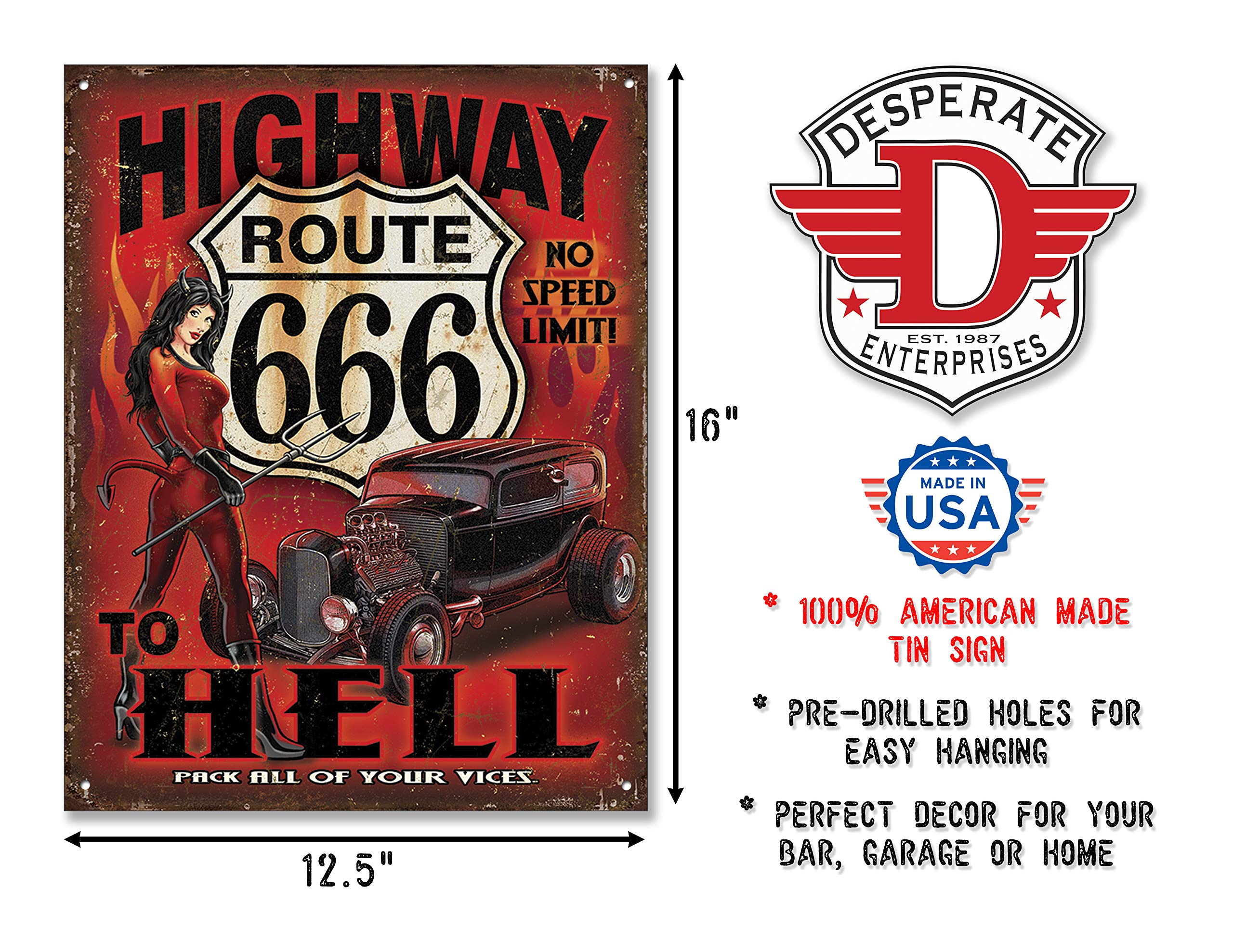 Amazon.com: Desperate Enterprises Route 666 - Highway to Hell Tin