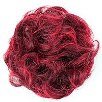 Vista 23 de CAISHA Big Banda Elástica Postizo de Cabello Rizado Ideal para Peinados Recogidos de Novias o Moños Desaliñados, Color Mezcla de Castaño Oscuro