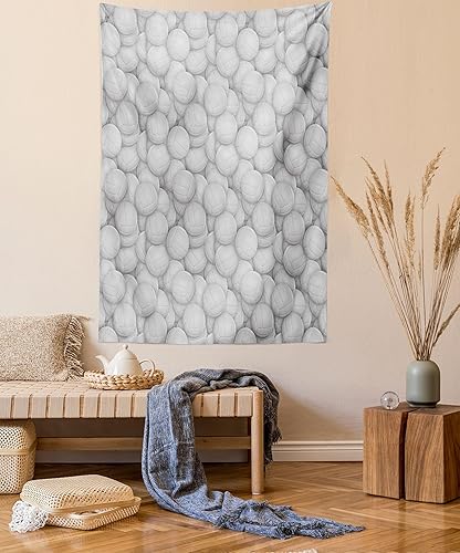 Miniatura 45 de Lunarable Tapiz de girasol tamaño Queen, ramo de ilustraciones inspiradas en la naturaleza abstracta composición retro, colcha colgante de pared,