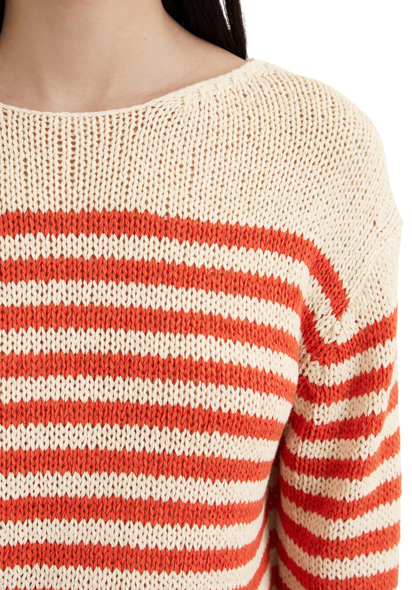 Marc OߴPolo Donna Pullover in maglia a righe loose fit, Multicolore (Stripe/Natural Cotton), XXL