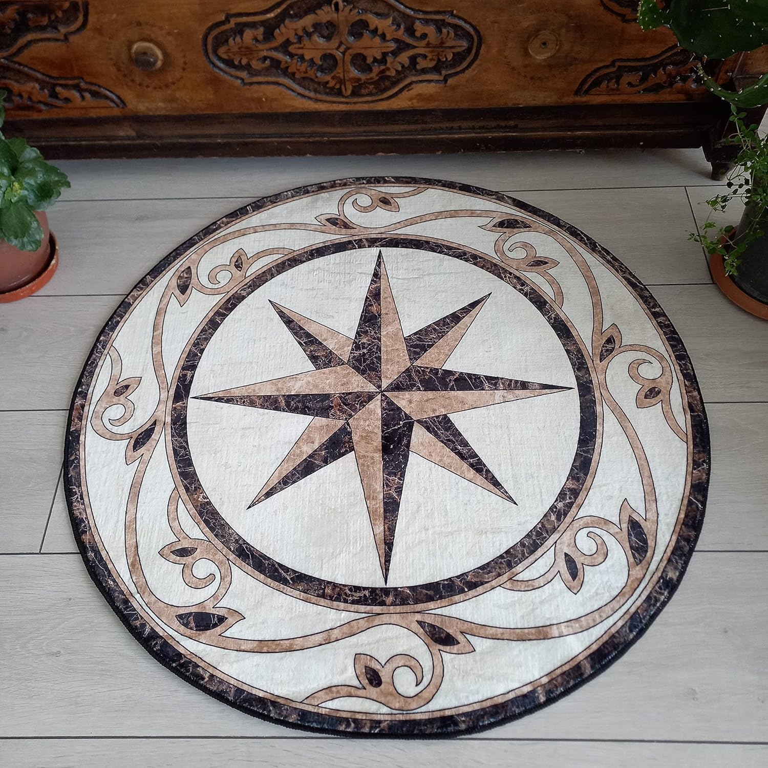 Rugendary Compass Rug Cool Round Area Rug Hypebeast Rug