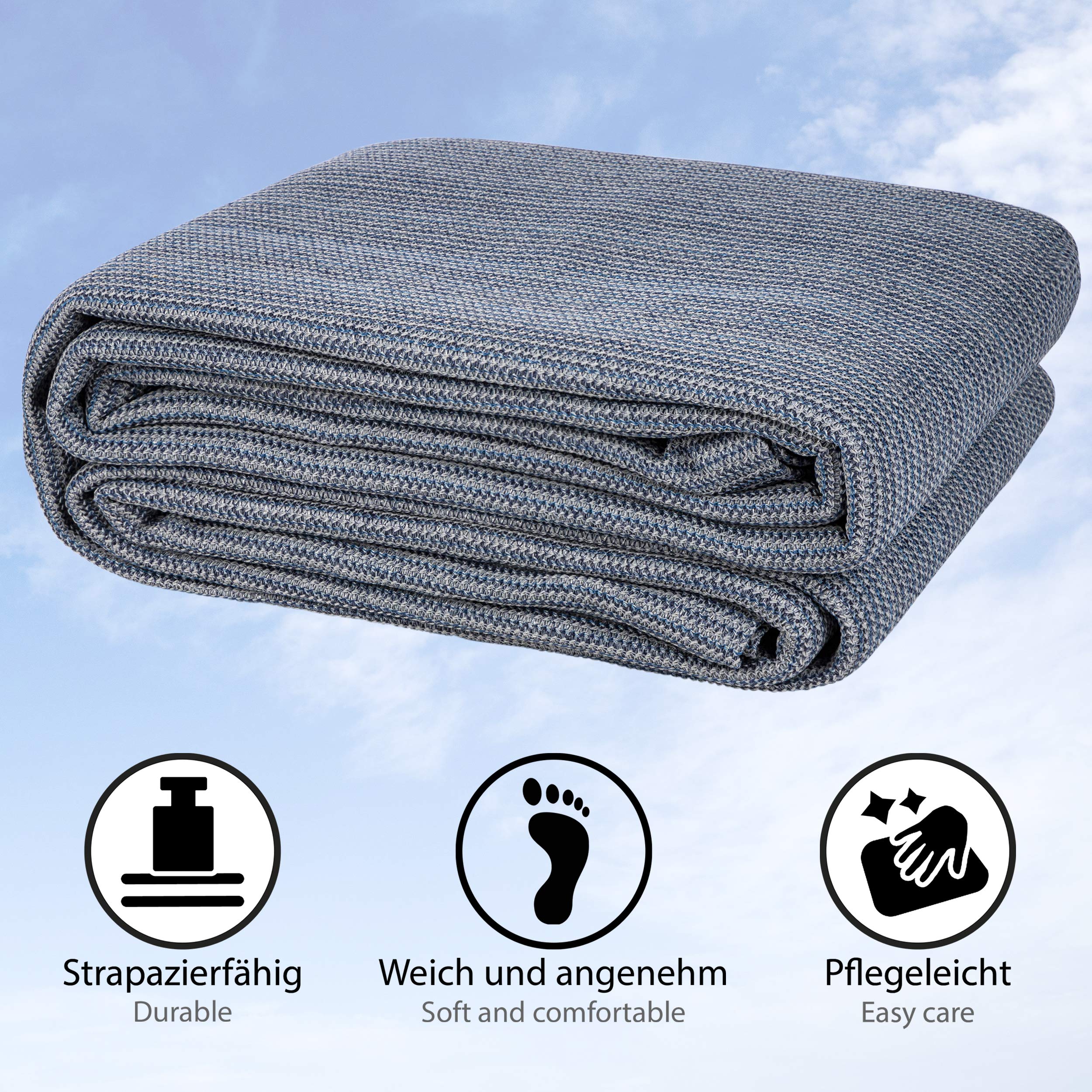 ONVAYA® Vorzeltteppich | Zeltboden für Camping | Markisenteppich Wohnmobil | Zeltteppich | robuster Campingteppich | waschbare Zeltunterlage in Blau/Grau