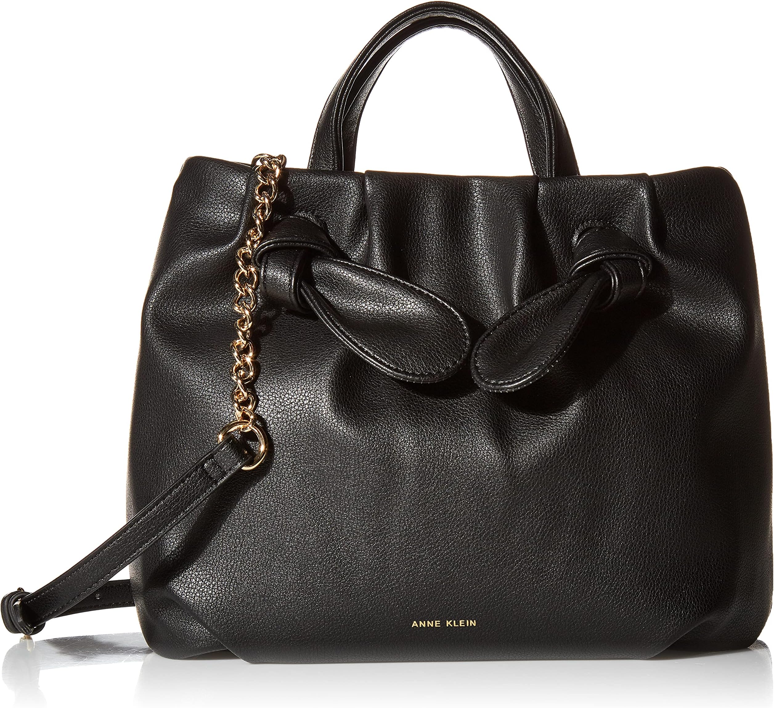 Anne Kleinwomens Anne Klein Knotted Satchel Bag, Black, 11 L x 5 D 9.75 H US