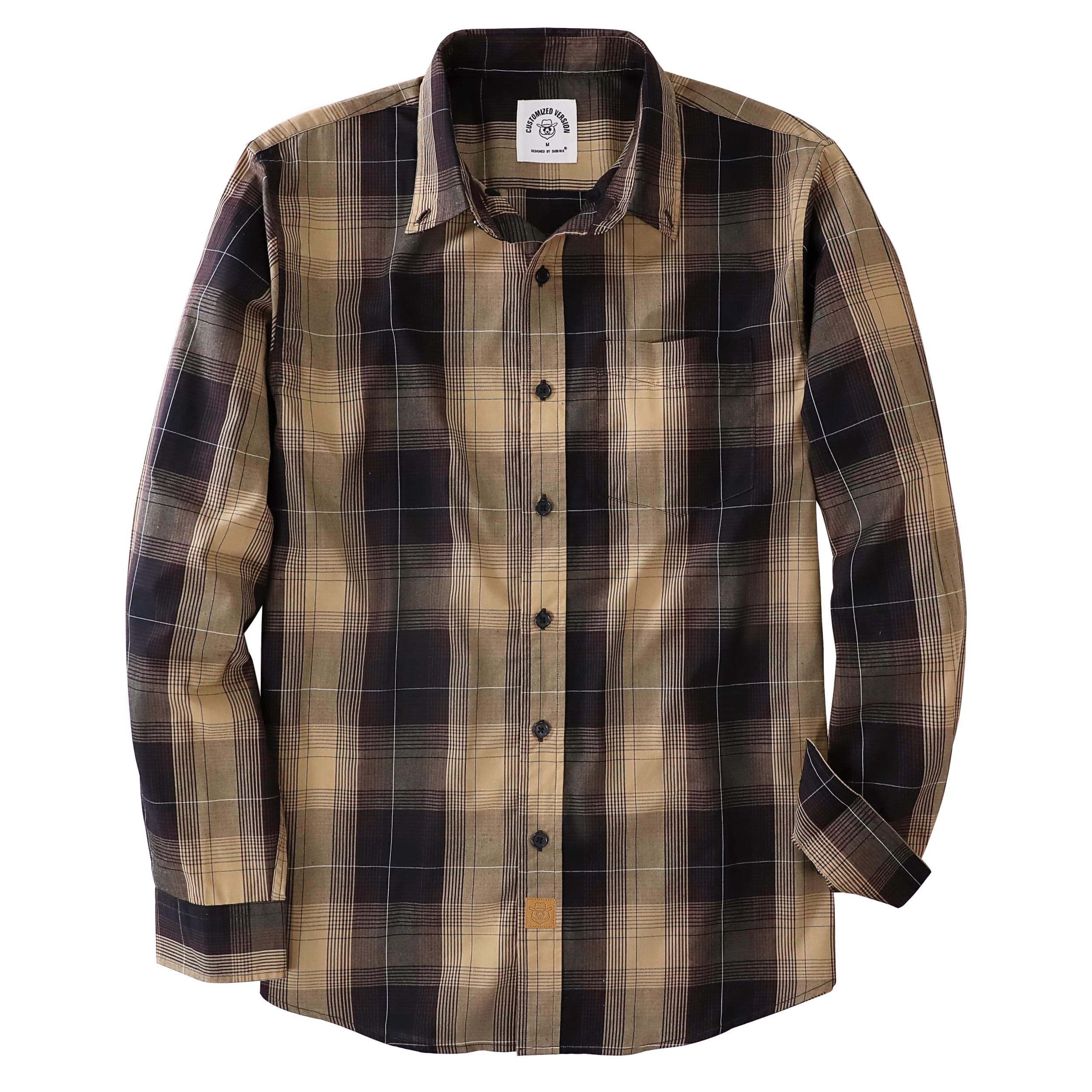 Dubinik® Camicia Quadri Uomo Casual Leggero Botton Down Regular Fit con Taschini