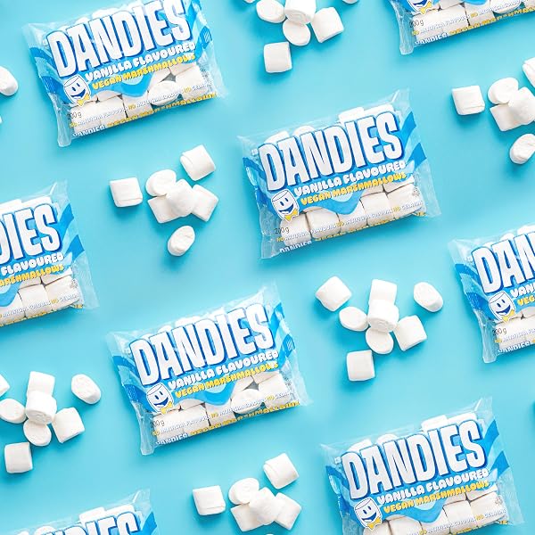 Dandies Marshmallow vegani aromatizzati alla vaniglia - 200 g | Adatto per vegetariani | Senza glutine | Non OGM | Senza aromi o colori artificiali | Kosher | Senza allergeni | Snack a base vegetale - 4