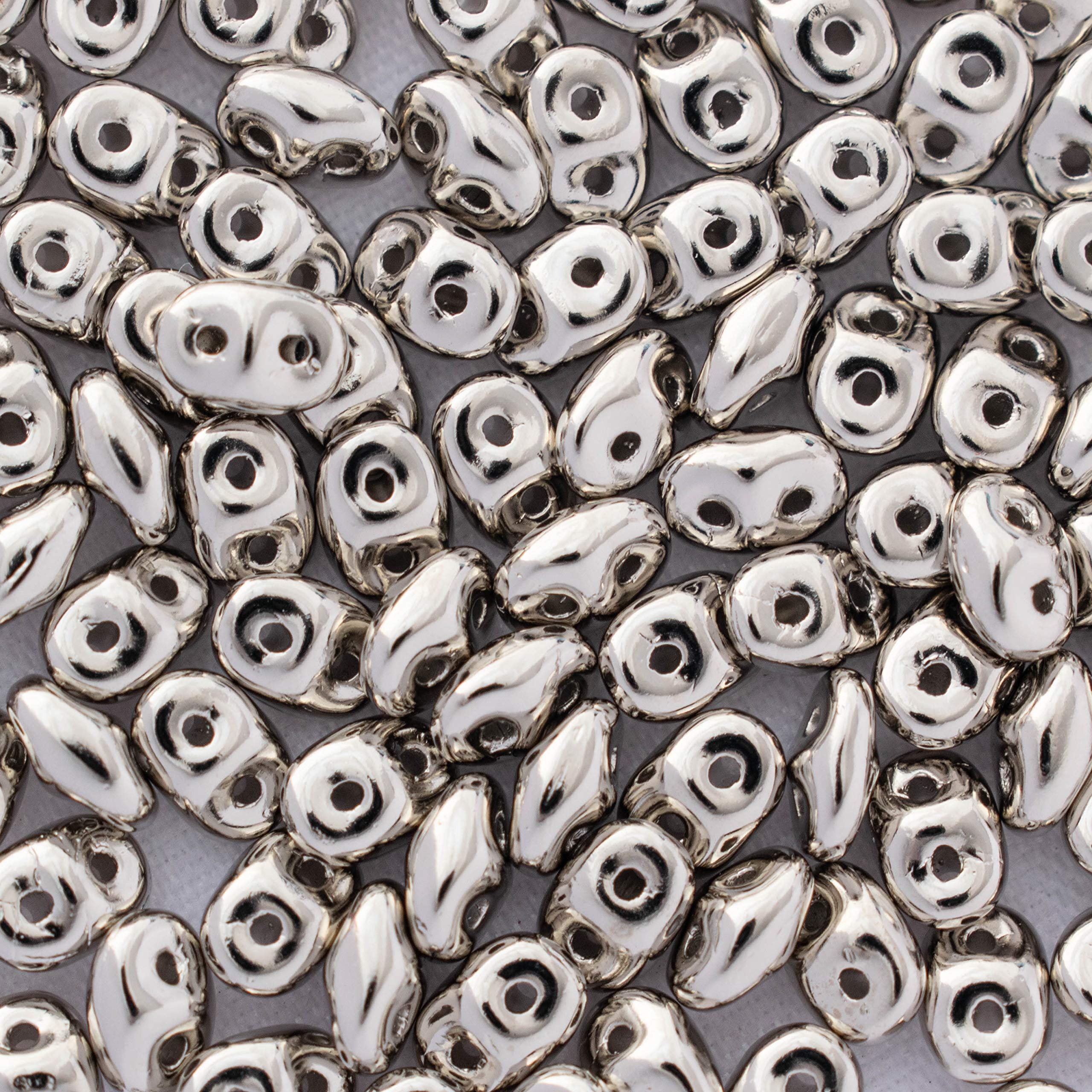 MATUBO SuperDuo Beads 2.5x5 mm, Nickel Plate (8g), Two Hole Beads from Czech for Jewellery Making, Beading, Embroidery, Art and Craft