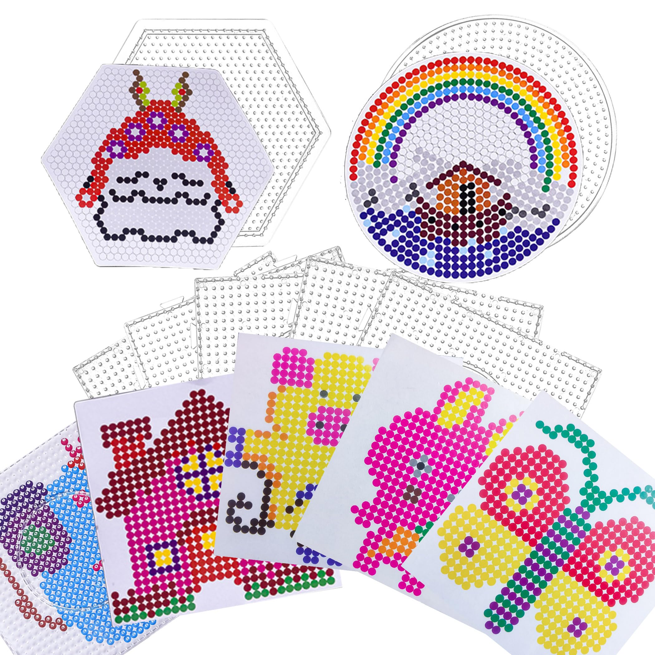 Yowamho 7pcs 5mm Fuse Bead Board - 7pcs Patterns, Squares Can be Pieced Together, Fuse Beads Pegboards is Suitable for DIY Crafts.