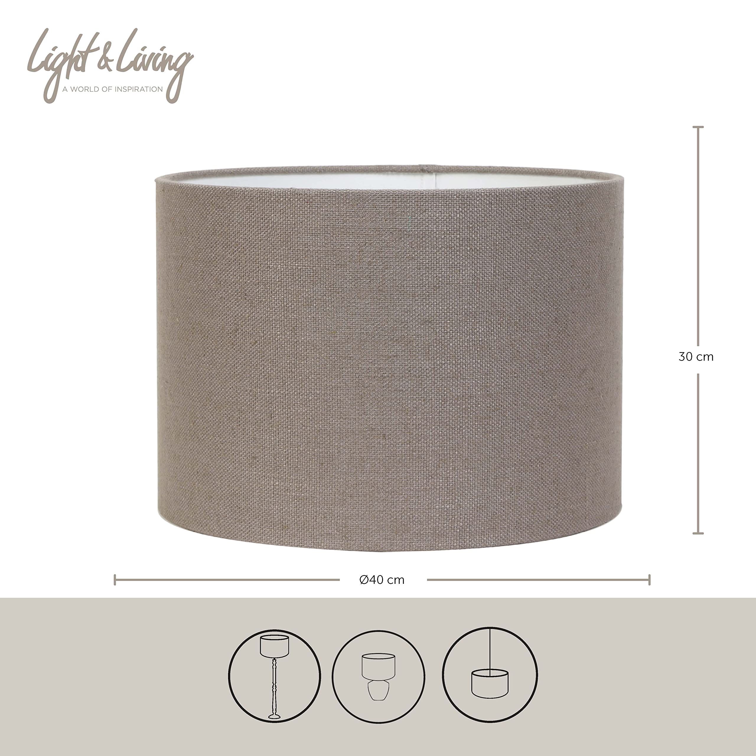 Light & Living Cilinder lampenkap Livigno - Lever - Ø40x30 cm - Lampenschirm ohne Lampenfuß - Braun - Metallgestell - Rund - Stoff, PVC - Freistehend