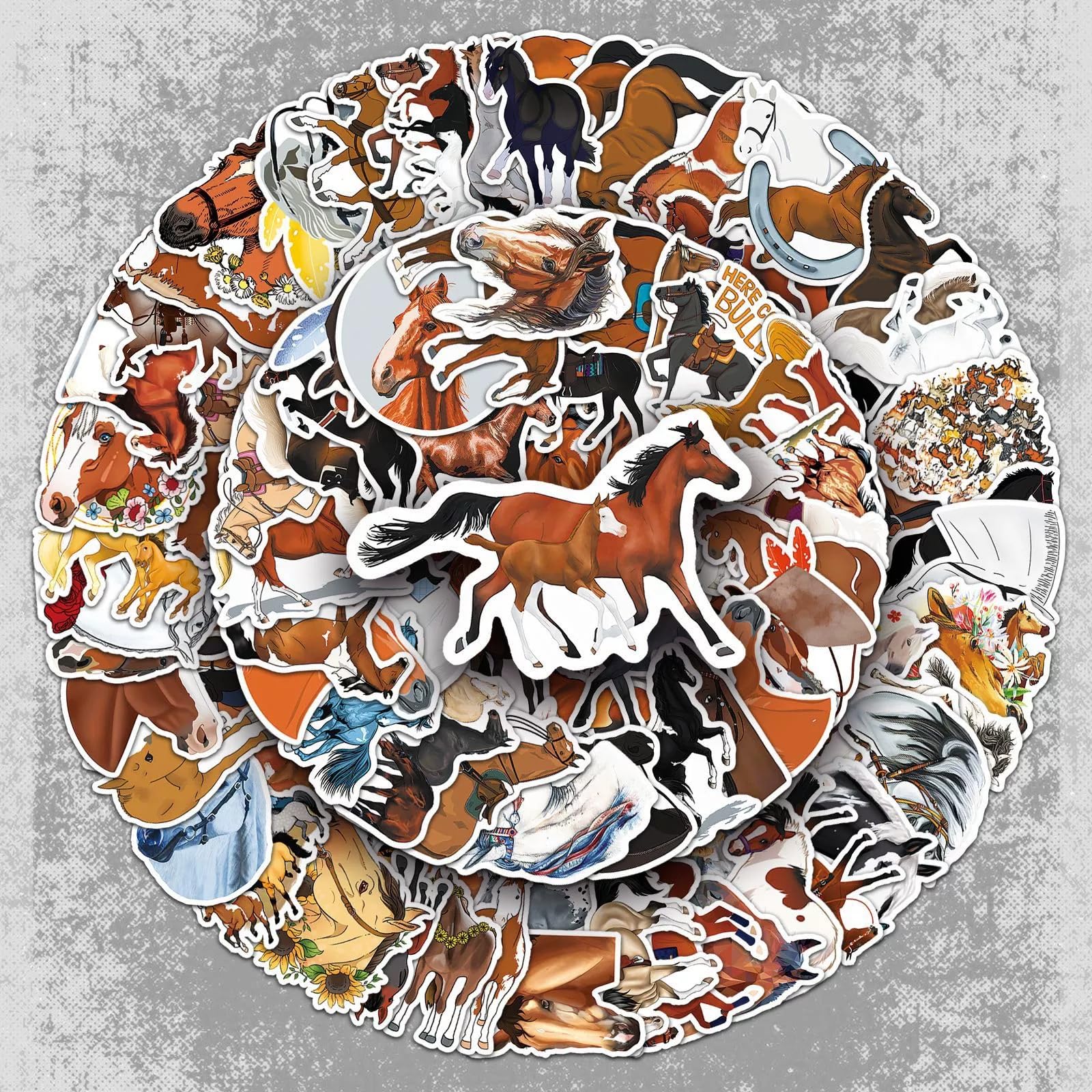 100 Pcs Horse Vinyl Stickers,Cool Horse Graffiti Stickers,Vinyl Waterproof Decals for Kids Teens Girls,Phone Laptop Bottles Skateboard Computer Phone Luggage Guitar Gifts - Image 4