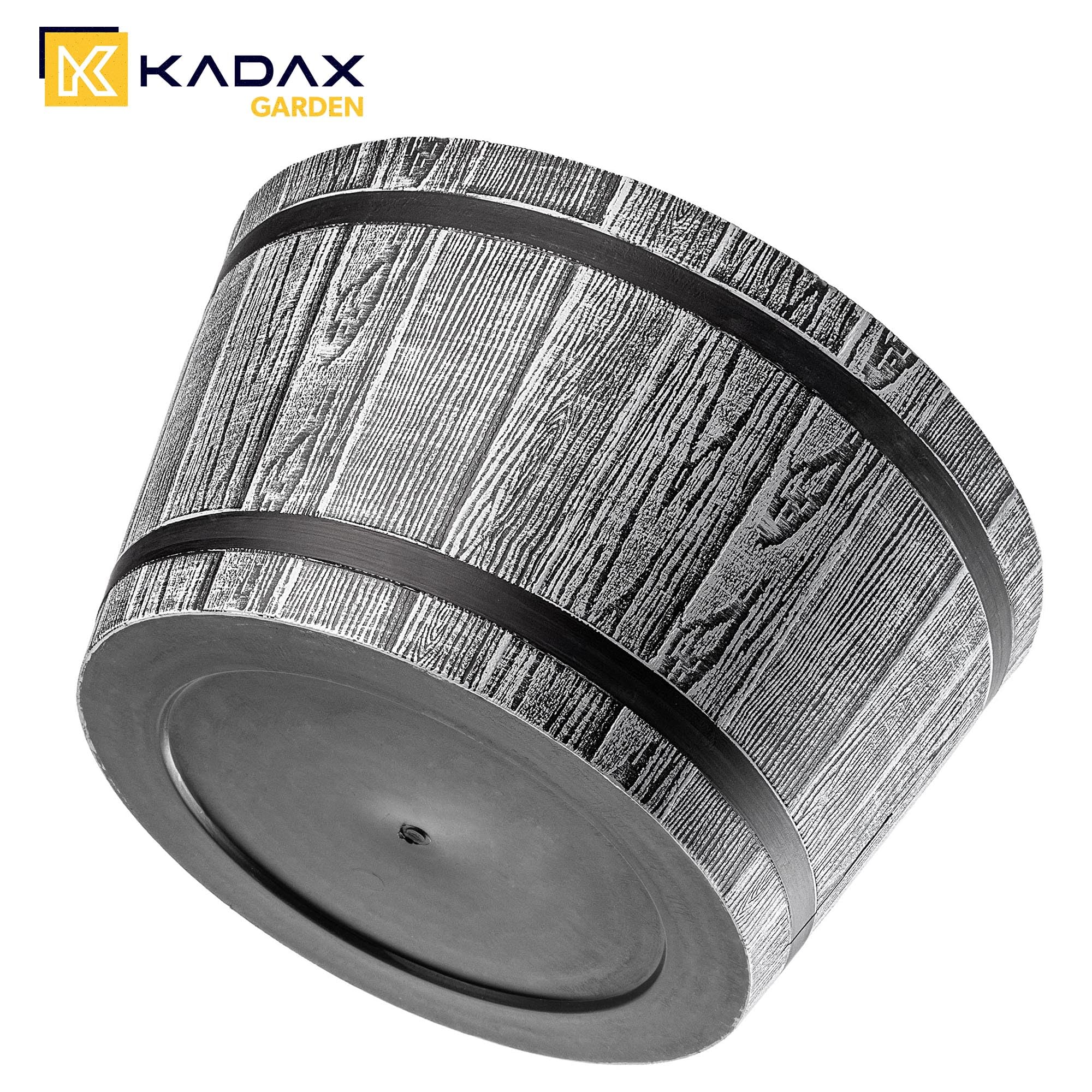 KADAX Grandi Vasi a Forma di Barile per Piante da Esterno, Vasi Decorativi in Plastica dall'Aspetto Naturale di Legno (Grigio Chiaro, Set di 2: 30 e 40 cm, ca. 10-25L)