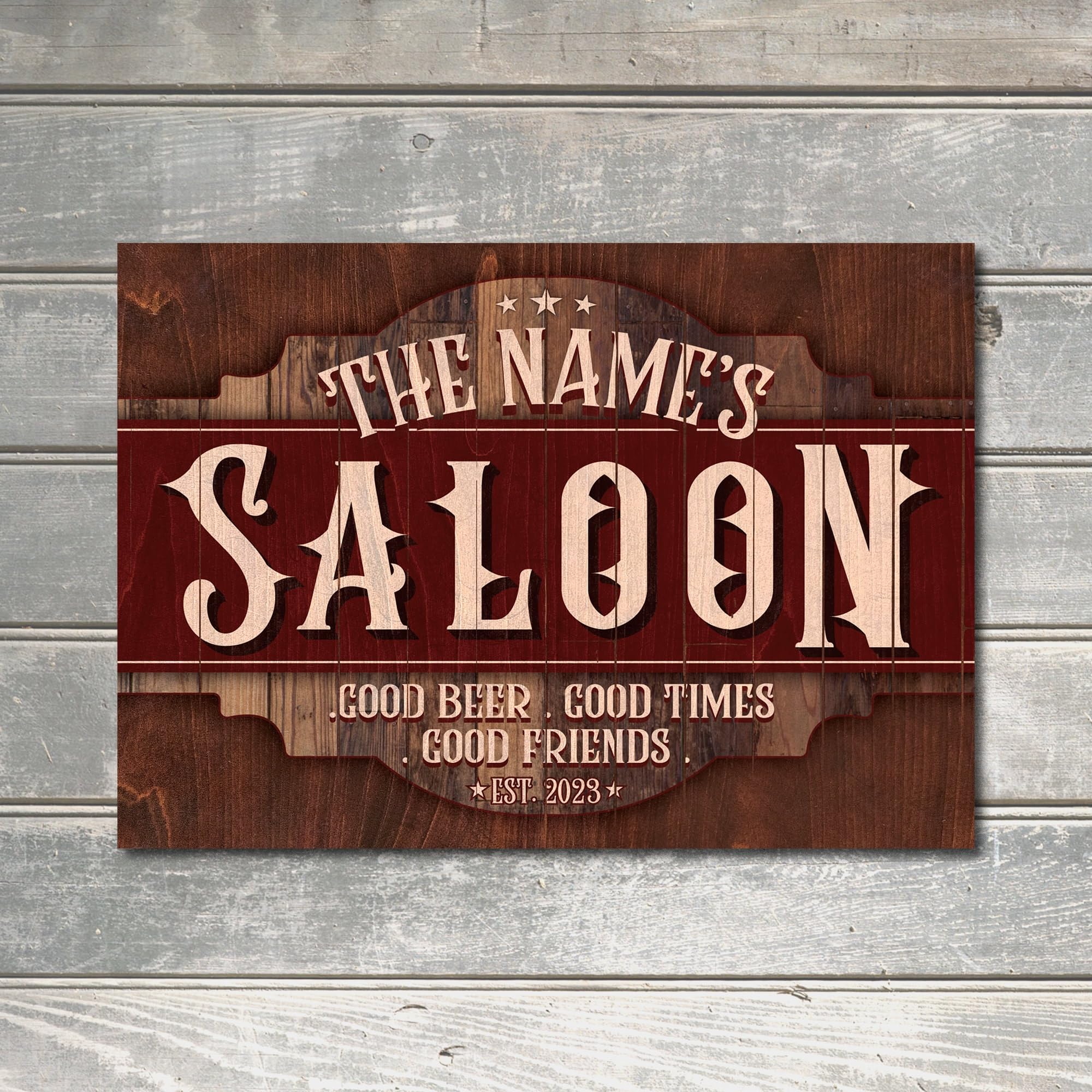 PERSONALISED Custom Saloon Sign Old Town Western Decor Bar Lounge Metal Plaque