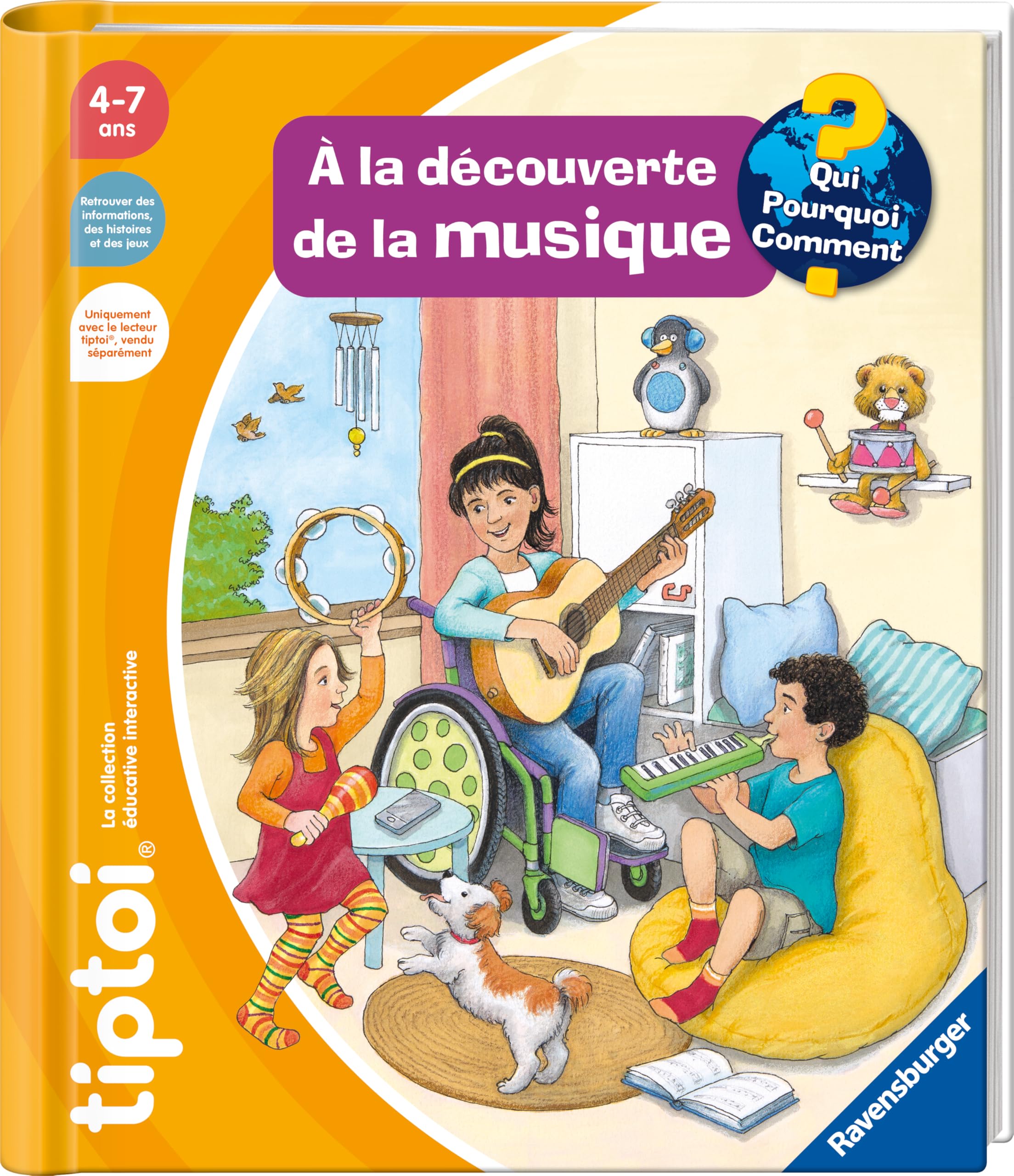 Ravensburger - tiptoi® - Livre interactif - À la découverte de la musique - Jeu éducatif électronique, sans écran - A partir de 4 ans