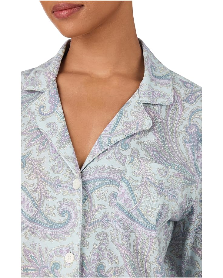 Lauren Ralph Lauren Knit Long Sleeve Notch Collar Long Pant Pajama Set - #3 of 3