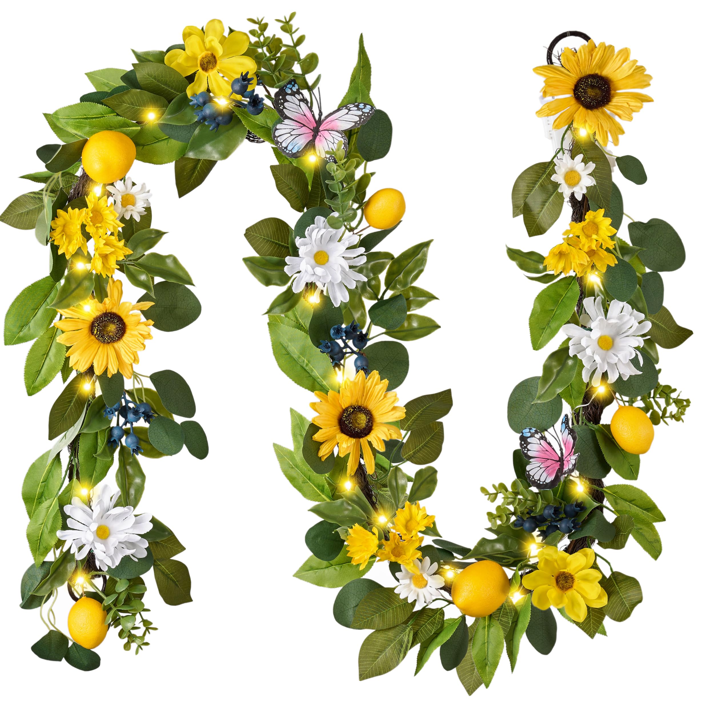 Guirlande de tournesols artificielle pour décoration de porte sans soin