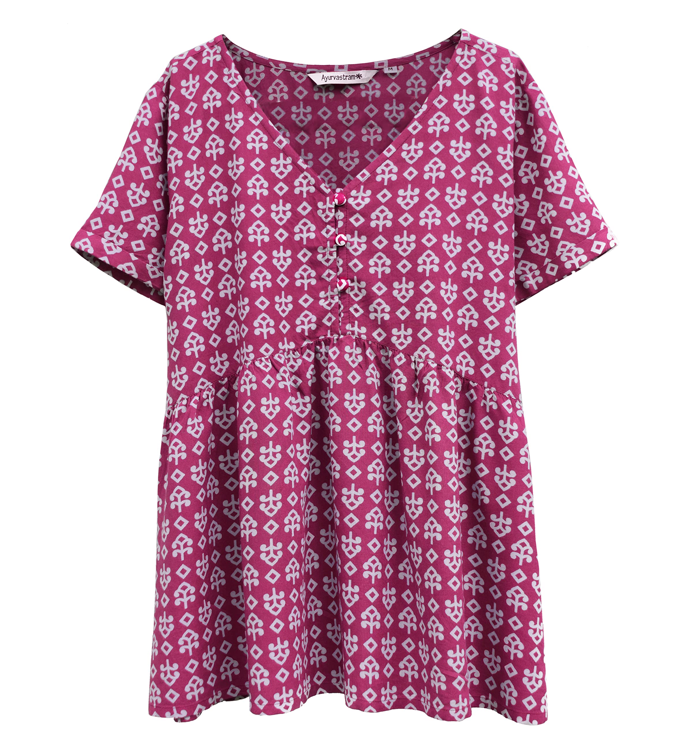 AyurvastramTia Viscose Rayon Embroidered, Bell Sleeves Tunic Top Bouse