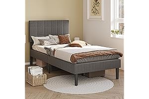 LIKIMIO Twin XL Upholstered Platform Bed Frame with Noise-Free Headboard