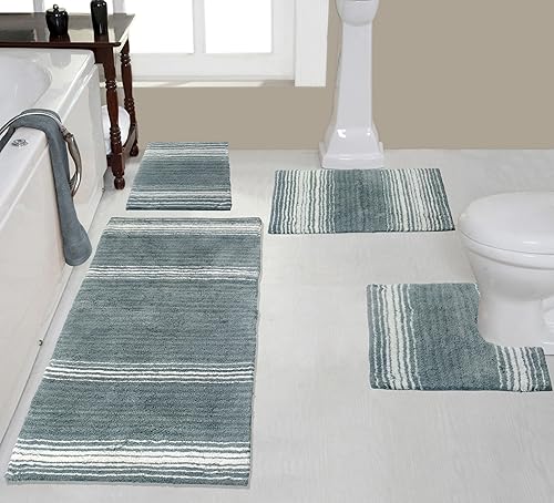 Miniatura 18 de Home Weavers Colección Gradiation 100% algodón, alfombra lavable, tapete de baño, tapete de cocina, juego de alfombras de baño, antideslizantes
