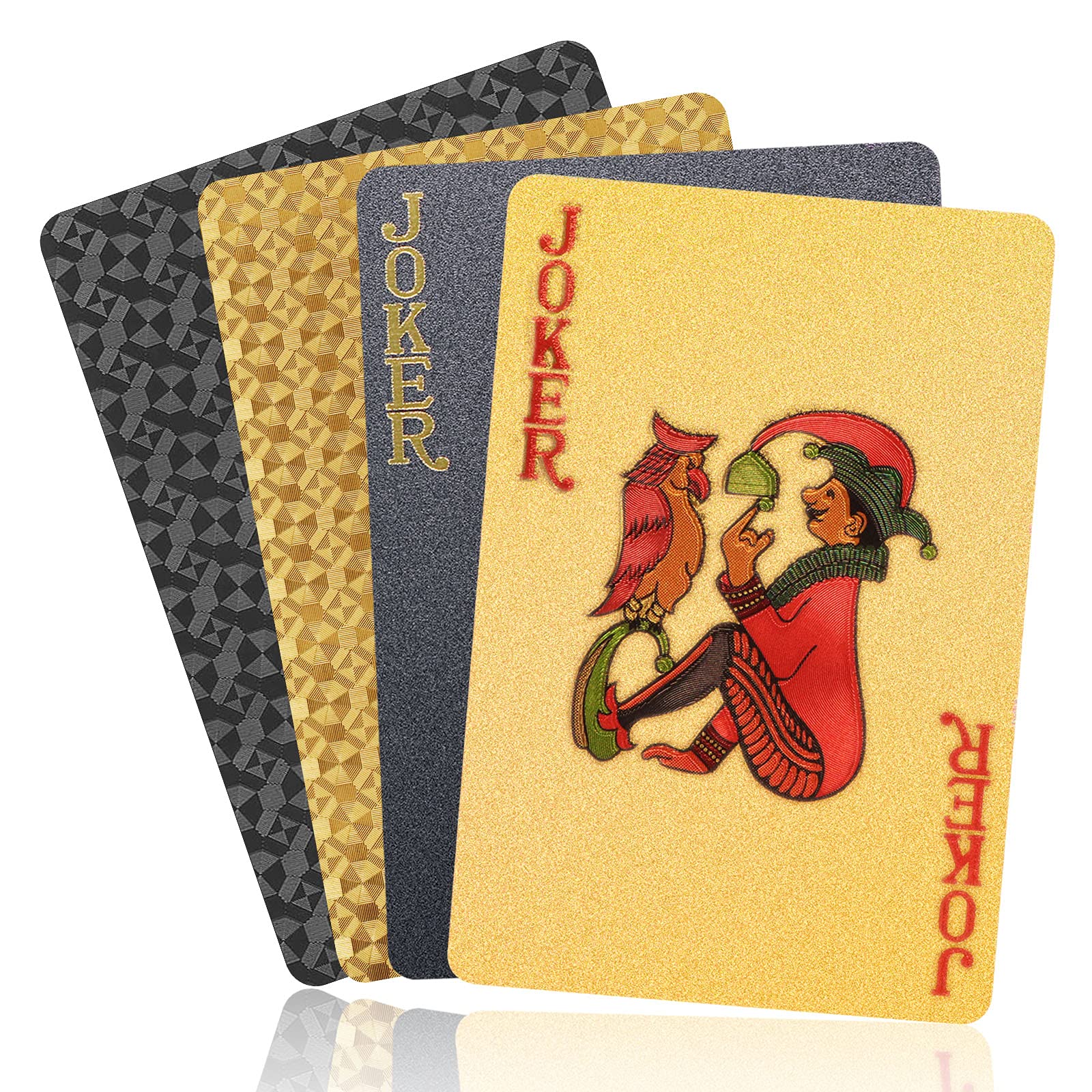 2 Decks Plastic Playing Cards Waterproof Playing Card, PVC Card Deck for Game and Party.(Black and Gold)