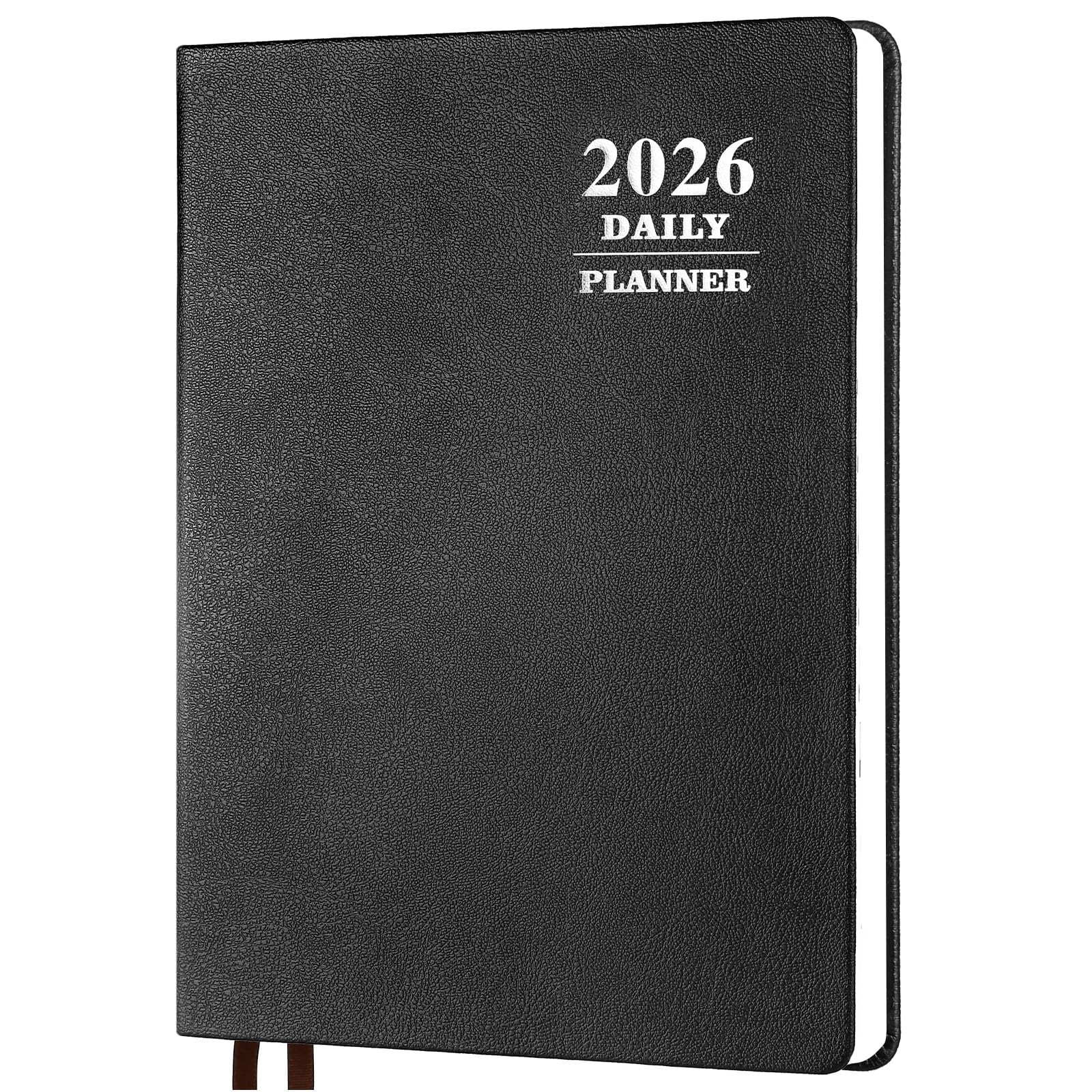 KESOTE Large Daily Hourly Planner 2026 - One Page a Day, 2026 Diary 8.5 x 11" Hardcover Weekly Monthly Agenda 12 Month, A4 Diary Notebook Planner Christmas Gift, Black