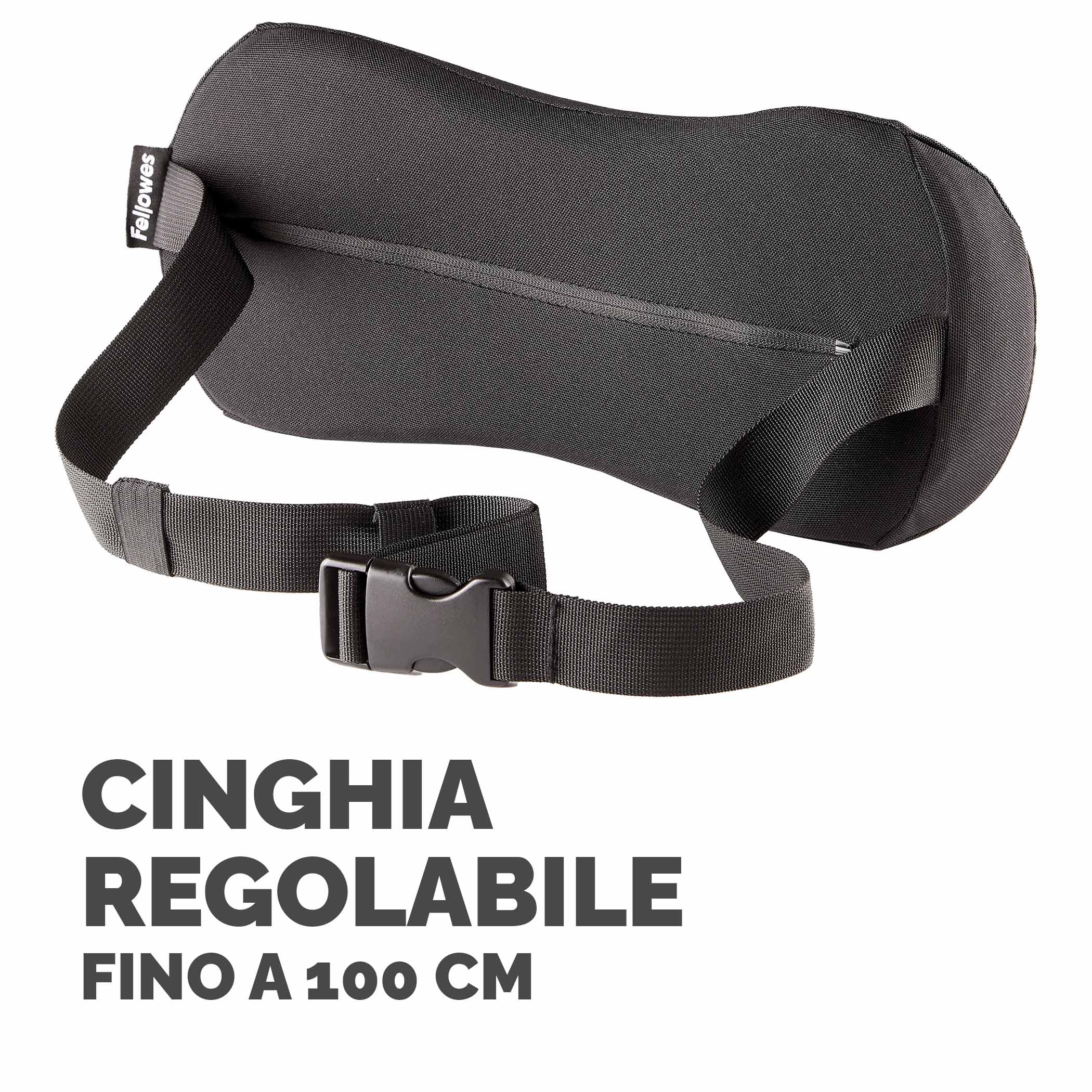 Fellowes Cuscino lombare Breyta - Supporto ergonomico per la schiena, cinghia regolabile, compatto e portatile, da materiale riciclato, garanzia di 5 anni, ideale per l'ufficio e la casa