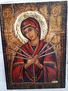 Virgin Mary Theotokos of the 7 Swords Icon-Large Orthodox Greek Byzantine Icons