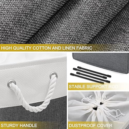 Miniatura 4 de JSungo Paquete de 3 contenedores plegables de almacenamiento 15 x 11 x 10 pulgadas canastas plegables de almacenamiento para estante con funda de