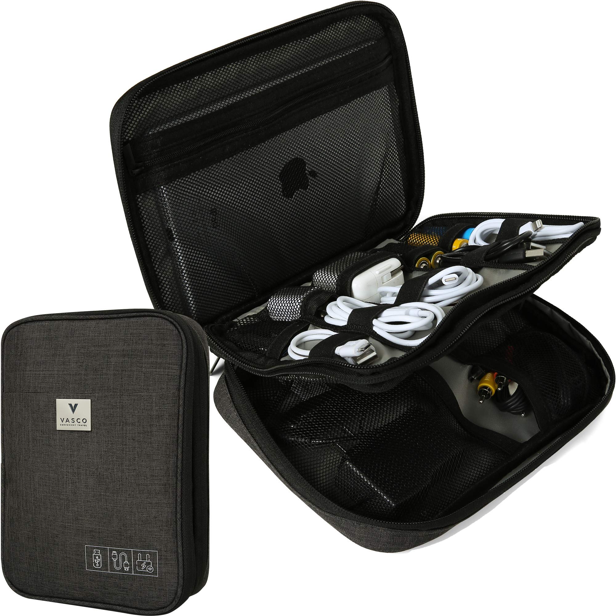 VASCO Travel Electronics Gadget & Cable Organizer Bag - Smart & Safe Storage (Black)
