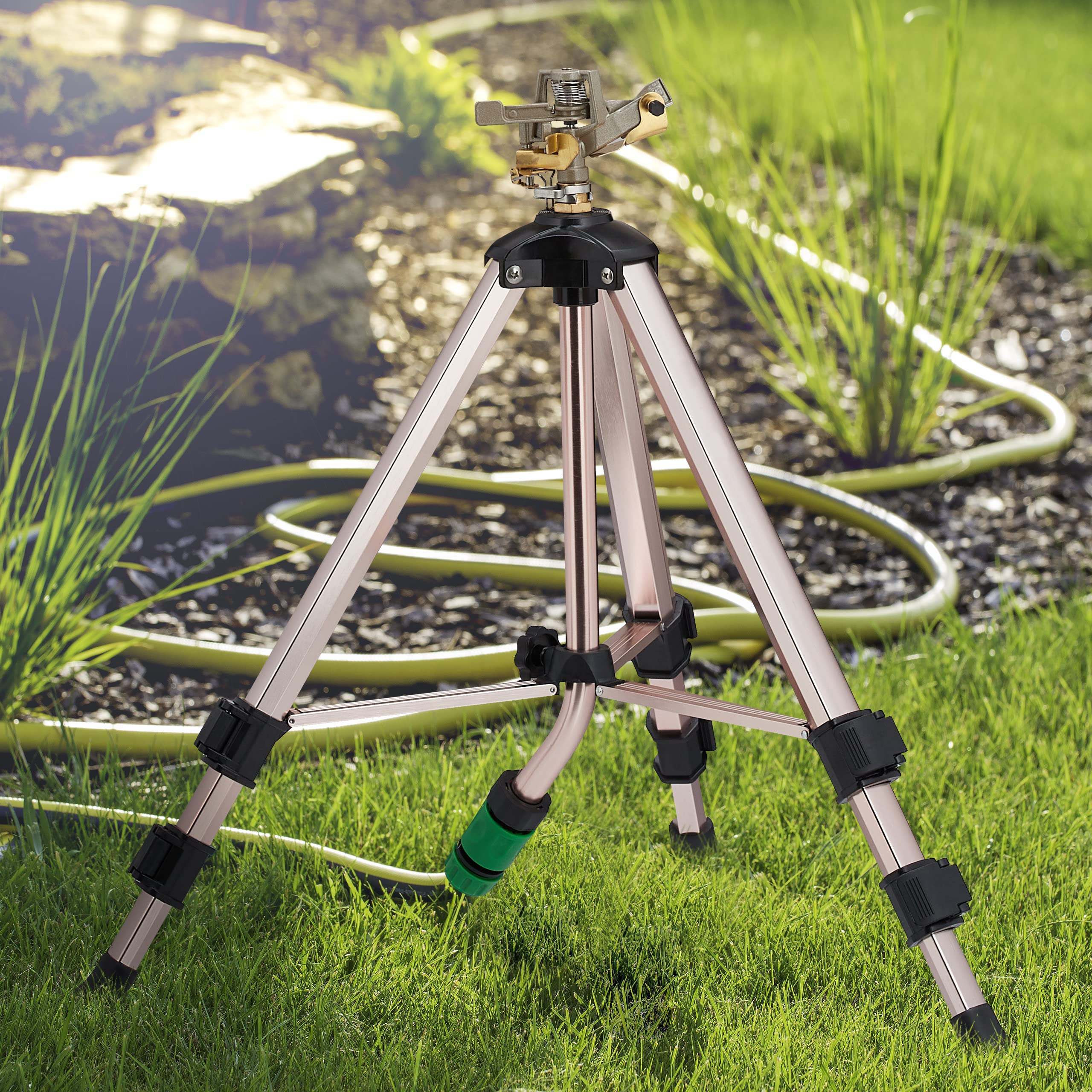 Relaxdays Sprinkler & Impulsregner Kreisregner, Bewässerung großer Flächen bis 700 m², 15 m Reichweite, 360°, Rasensprenger, grün