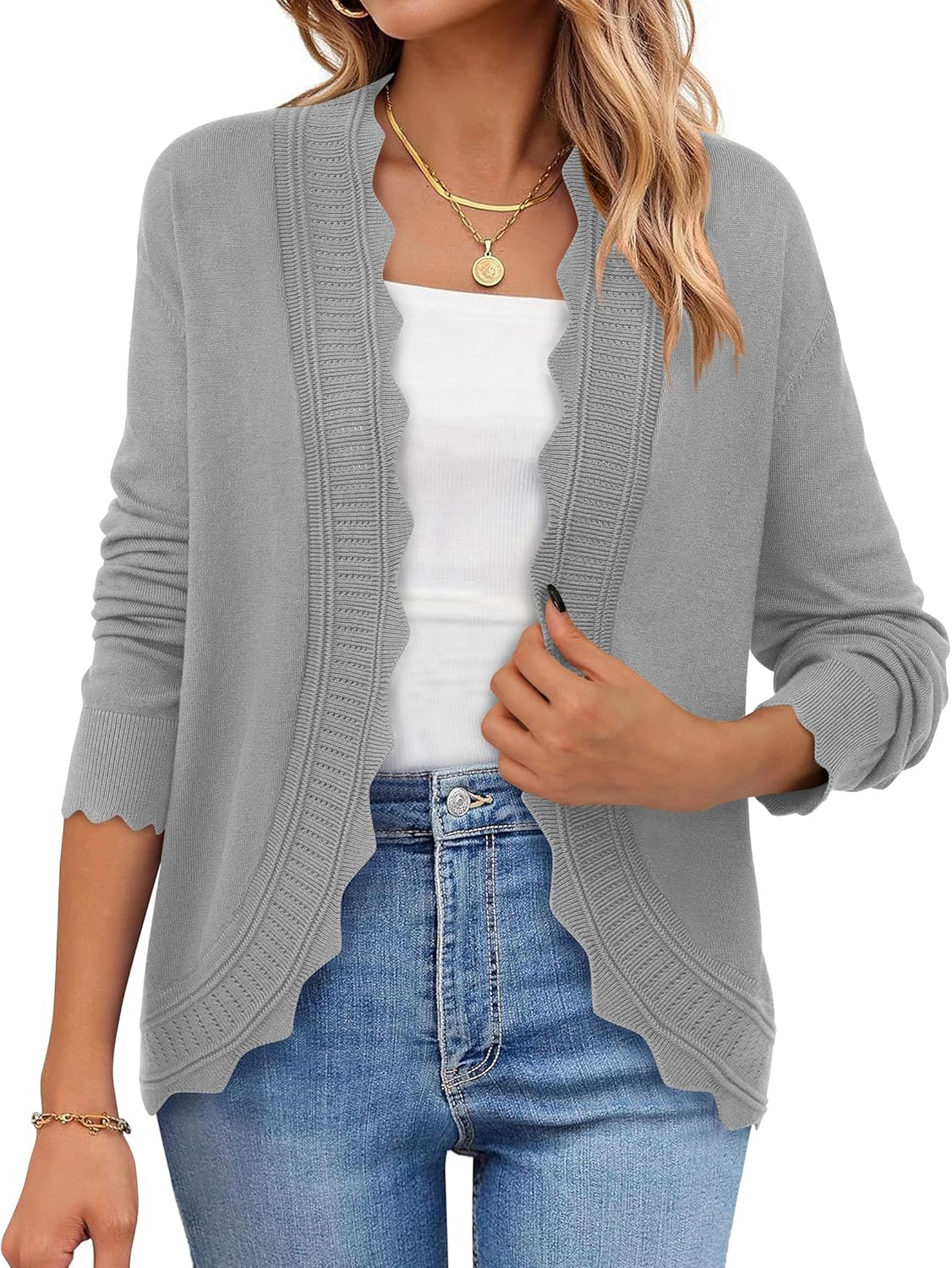 PRETTYGARDEN Cardigans for Women Lightweight Casual Long Sleeve Knitted Open Front Shrugs Sweaters 2026 Fall Clothes