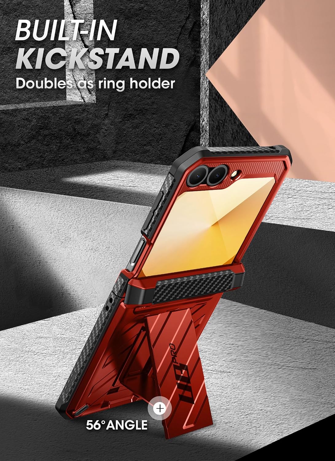 SUPCASE for Samsung Galaxy Z Flip 7 FE Case with Stand & Belt-Clip (Unicorn Beetle Pro), [Hinge Protection] [Front Screen Protector] Full Body Rugged Phone Cover for Galaxy Z Flip 6/5, Ruddy