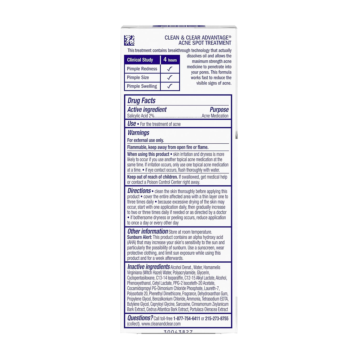 Clean & Clear Advantage Acne Spot Treatment, Oil Free Acne Treatment with Salicylic Acid, Gel Pimple Cream for Adults and Teens, Witch Hazel & Salicylic Acid Medication.75 oz (Pack of 4)