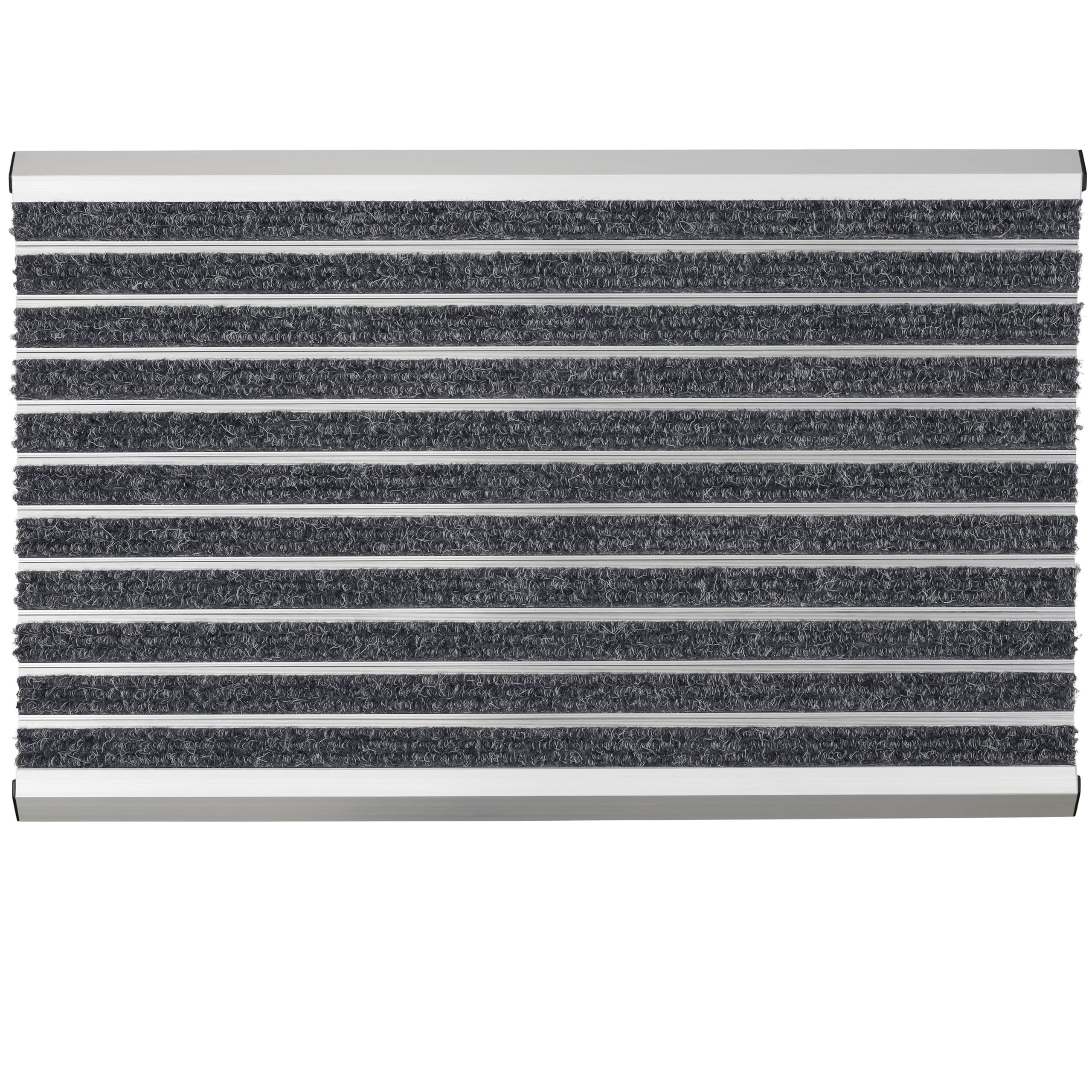 DOMOPRIMA® Premium Alu Fußmatte, grau, 60x40 cm | Gratis Schmutzfangmatte 60x40, Wetterfest, Rostfrei & Rutschfest, Für Eingang, Haustür & Terrasse, Für Innen & Außen