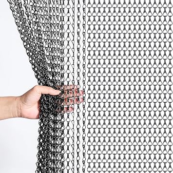 Aluminium Chain Curtain 90x200cm Fly Screens for Doors Black