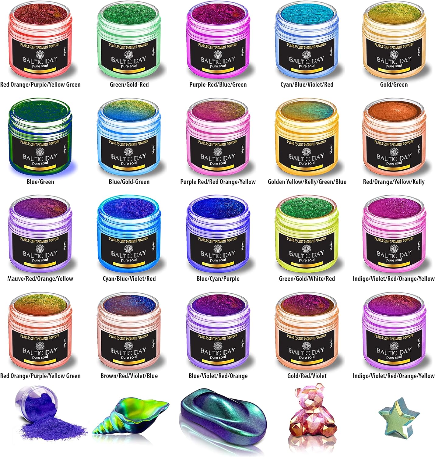 BALTIC DAY - 30 Color Pigment Paste for Epoxy Resin + 20 Chameleon Mica Powders for Epoxy Resin