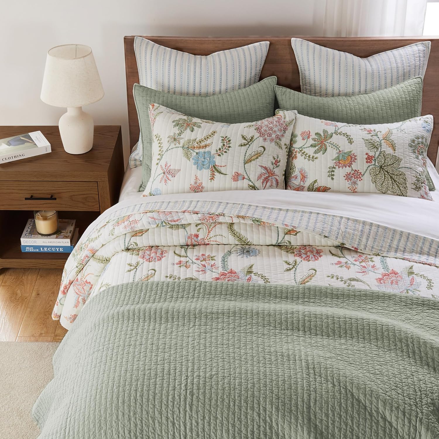 Levtex Home - Chantae - Euro Sham Set of 2 - Stripe - Blue and White - (26x26in.), No Insert - Cotton