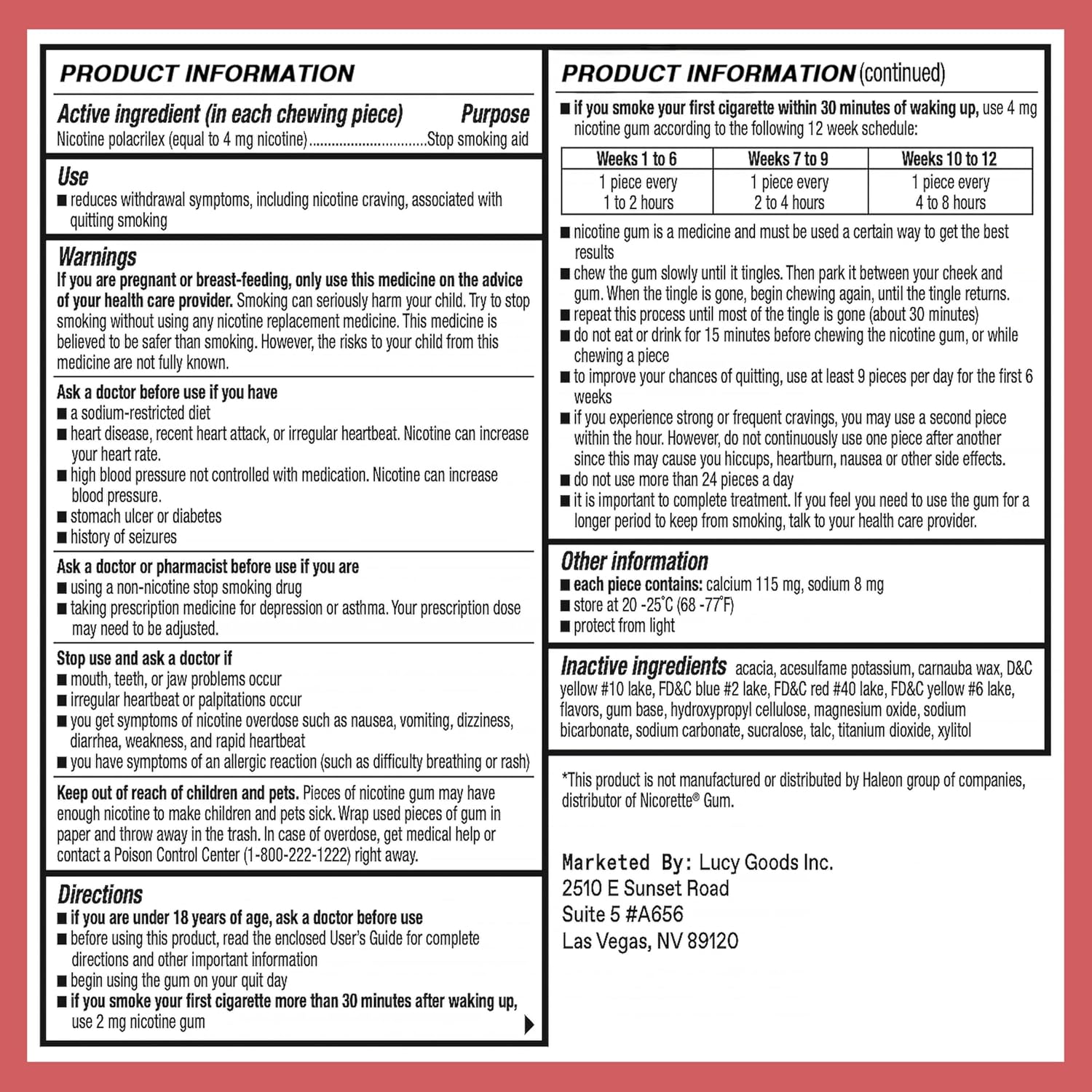 LUCY™ NRT Nicotine Gum, Stop Smoking Aid, Fruit Flavor, 4mg 100-Count