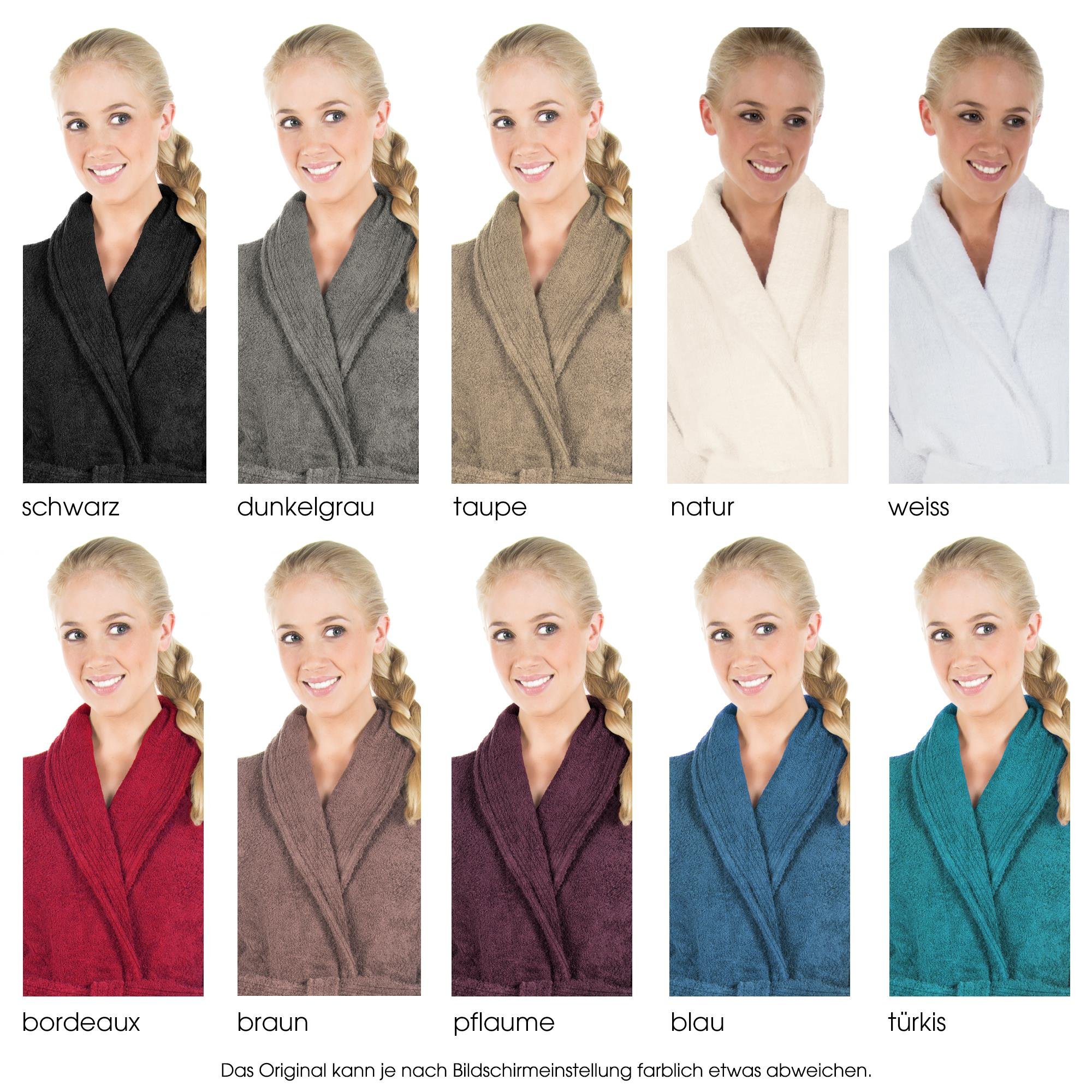 CelinaTex S-XXXL Bademantel Schalkragen Uni lang aufgesetzte Taschen Damen Herren Unisex warm Frottee Baumwolle Oeko-TEX Oregon