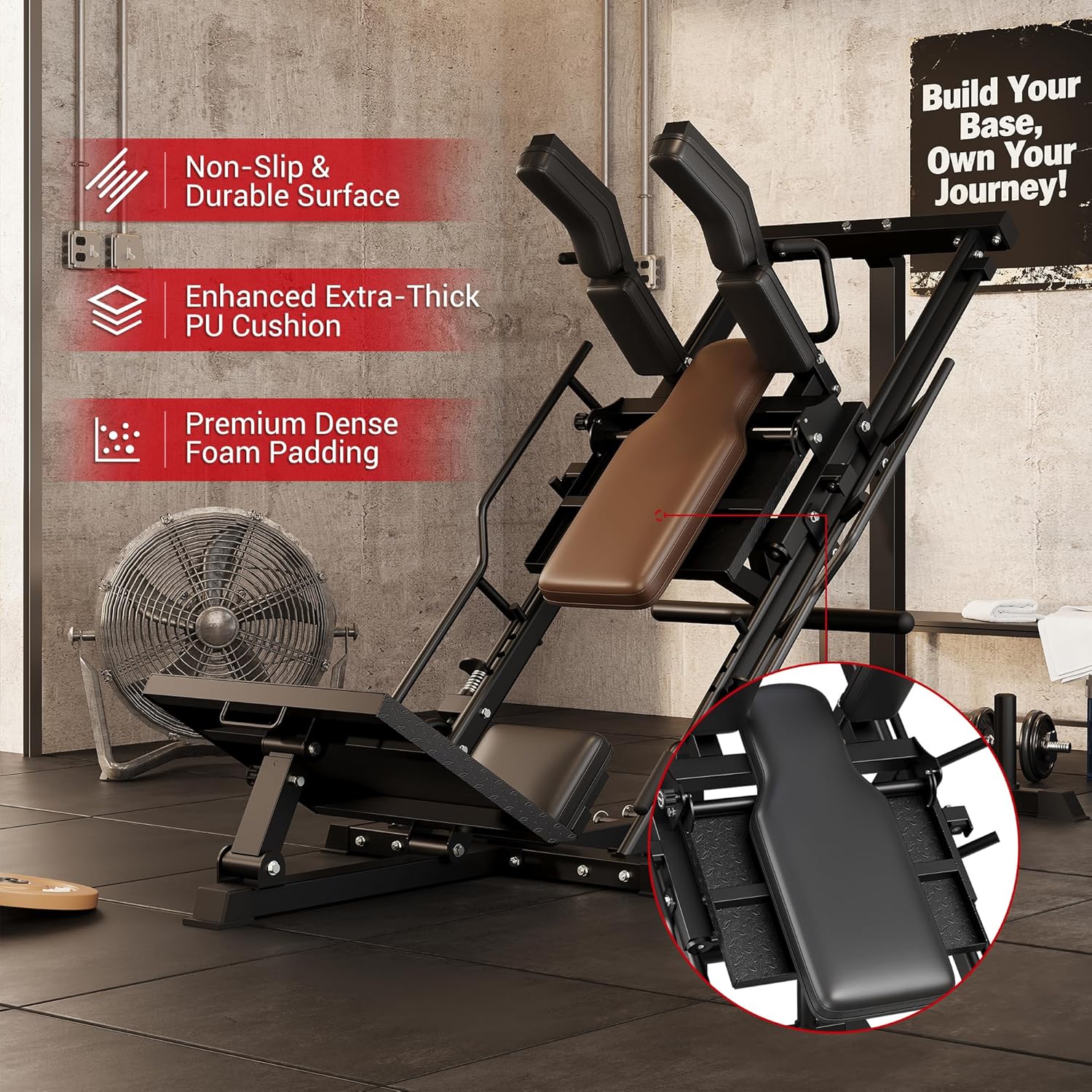Leg Press Hack Squat Machine, 3-in 1 Professional Leg Squat Machine with Adjustable Backrest for Home Gym, Fits 1" & 2" Plates, Strength Training Lower Body